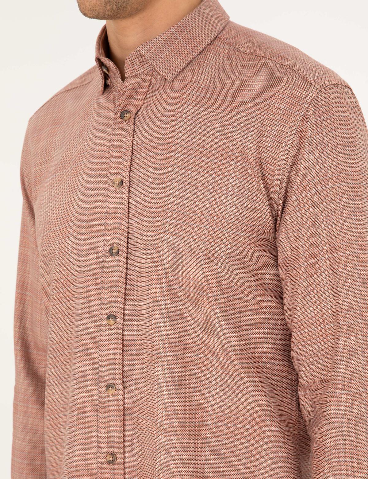 Turuncu Regular Fit Uzun Kollu Gömlek - 50292241003