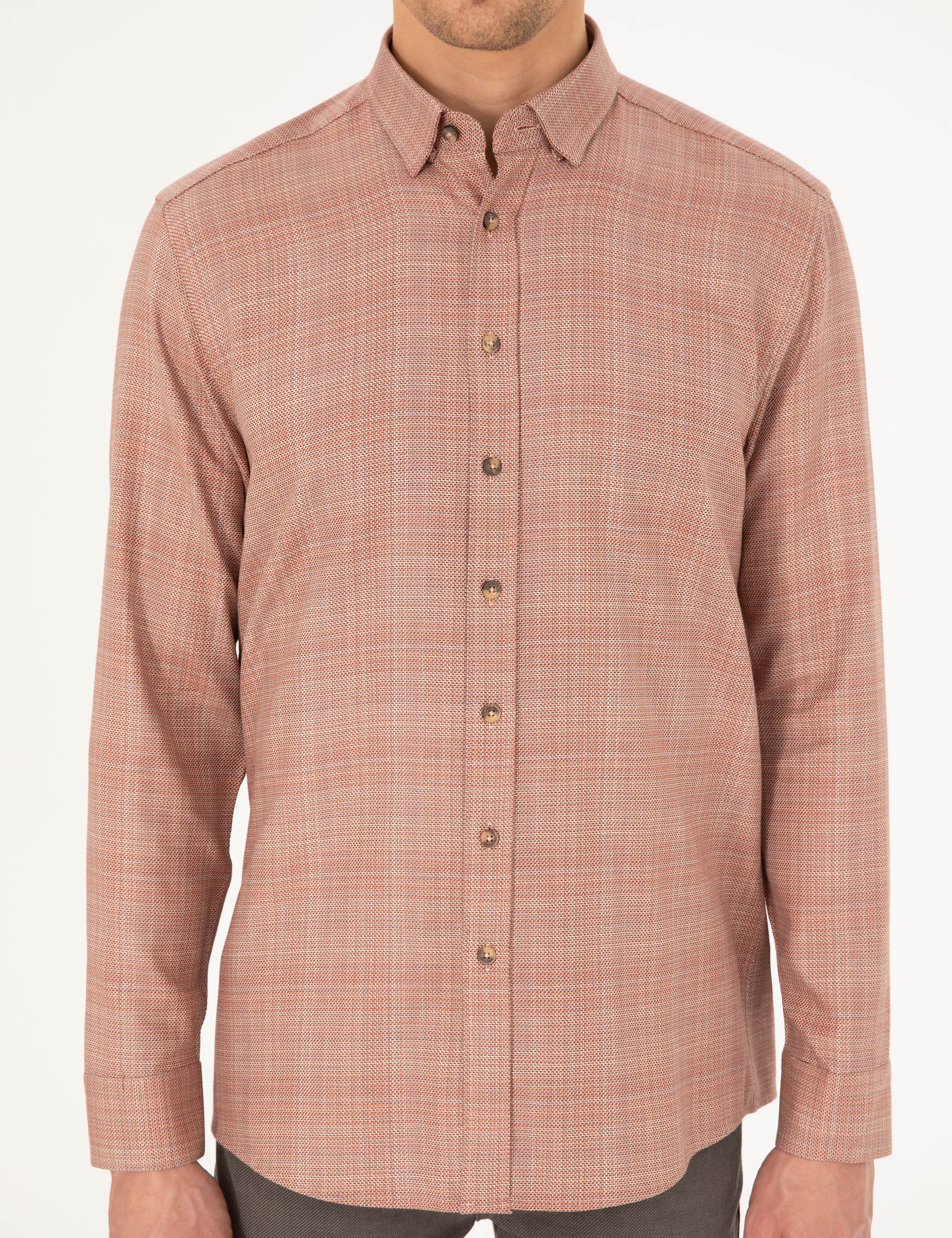 Turuncu Regular Fit Uzun Kollu Gömlek - Image 6