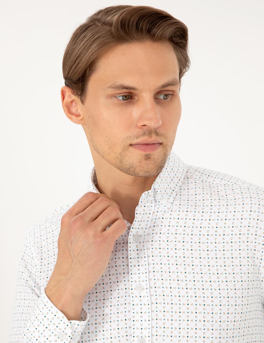 Yeşil Slim Fit Uzun Kollu Gömlek