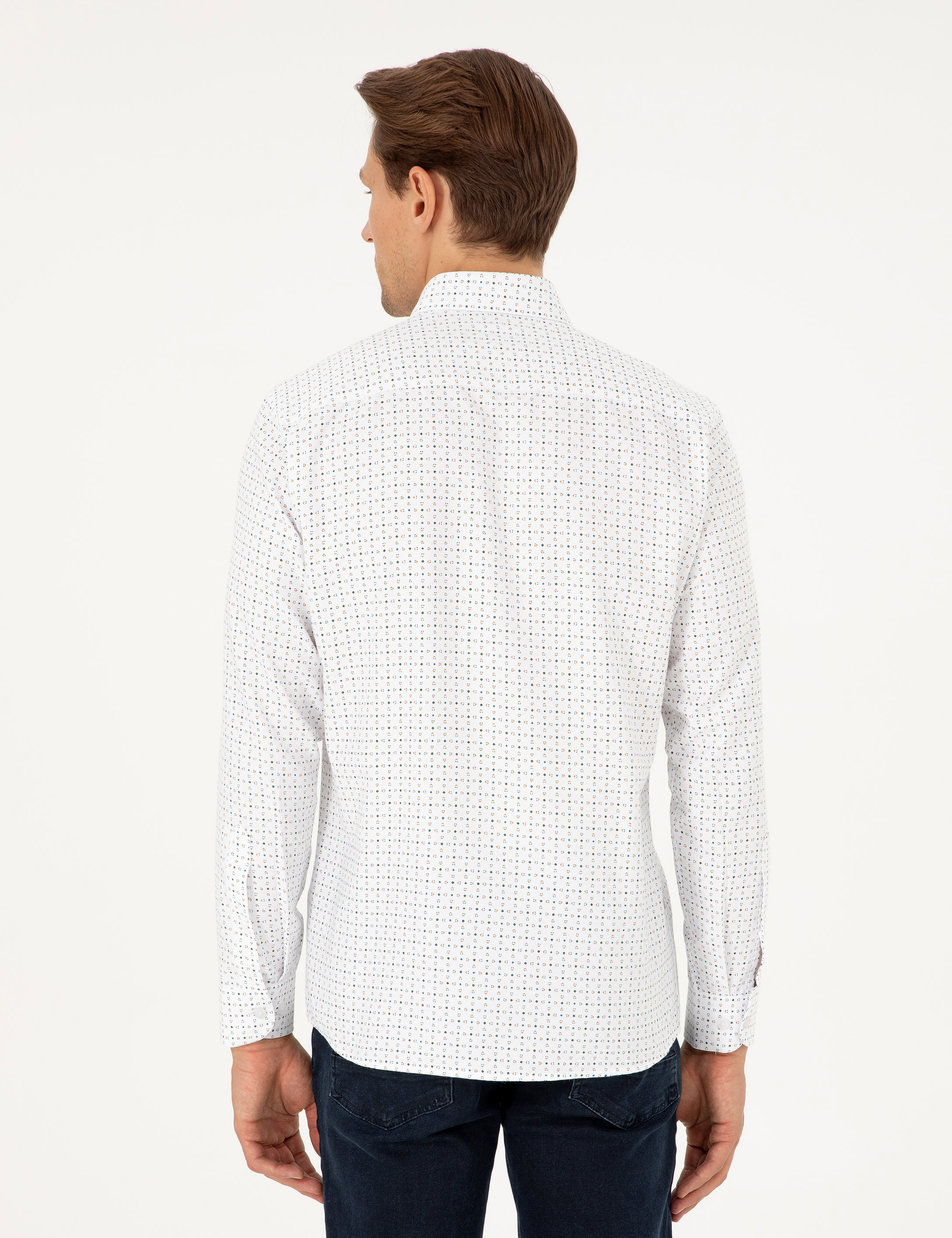 Yeşil Slim Fit Uzun Kollu Gömlek - Image 5