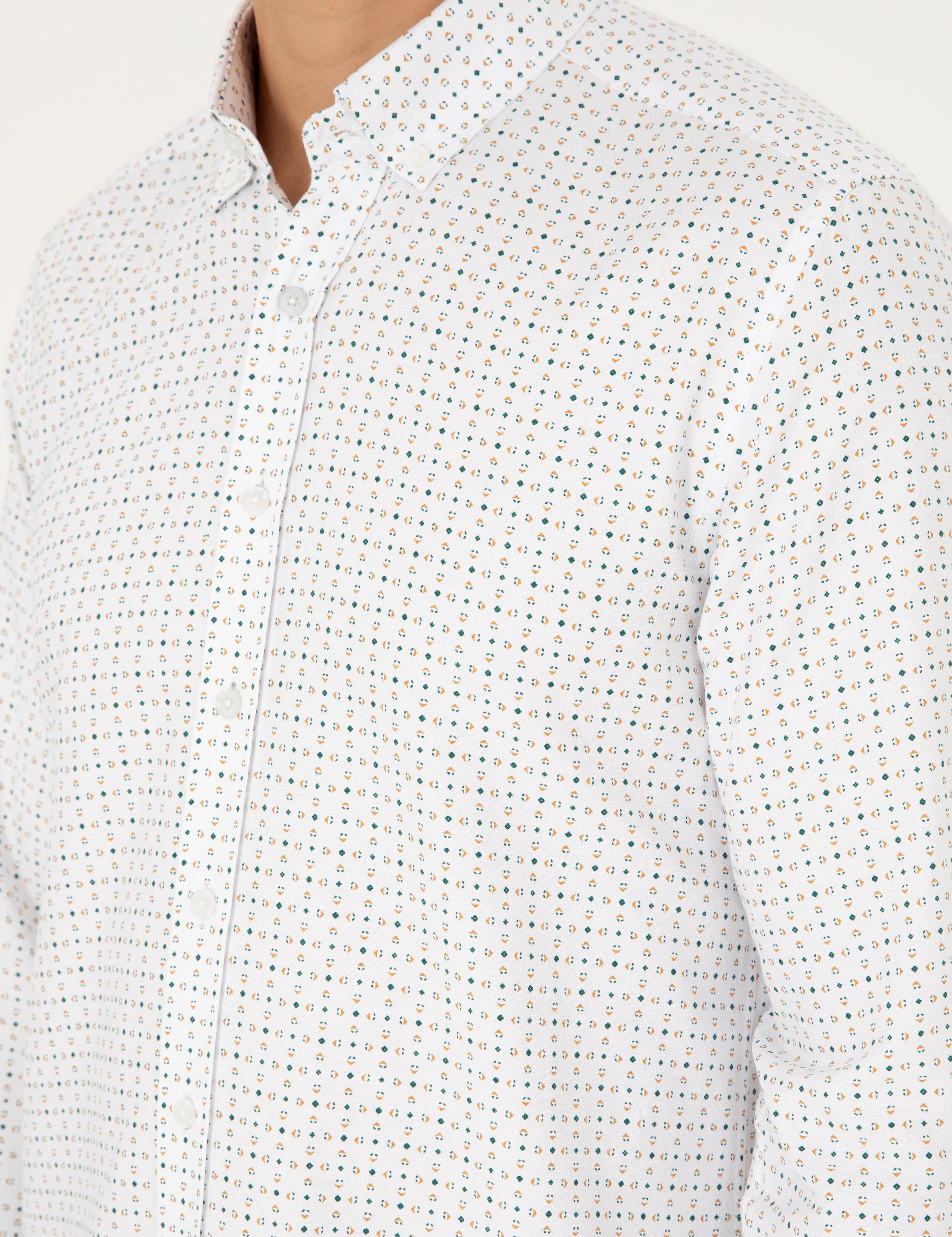Yeşil Slim Fit Uzun Kollu Gömlek - Image 7