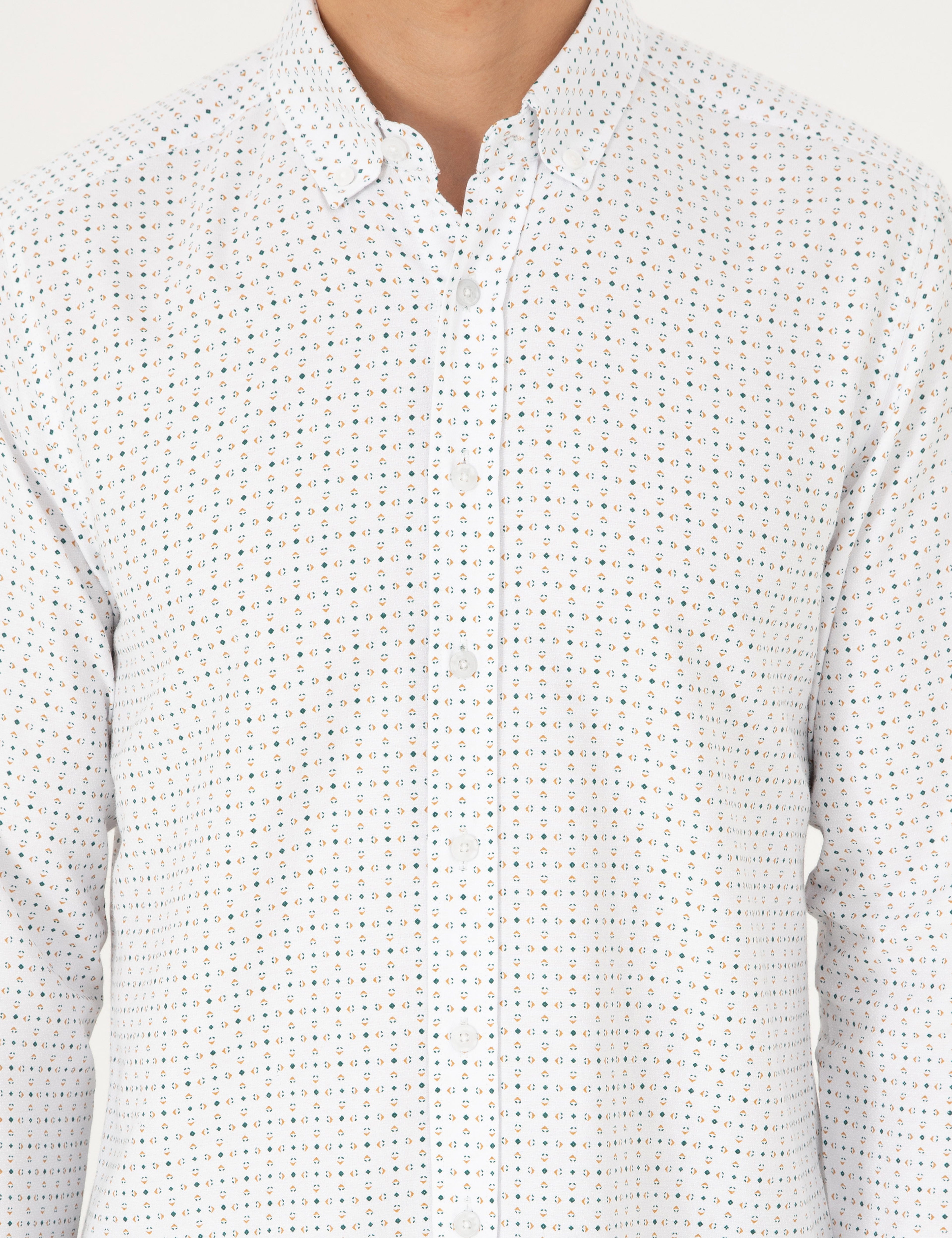 Yeşil Slim Fit Uzun Kollu Gömlek - Image 6