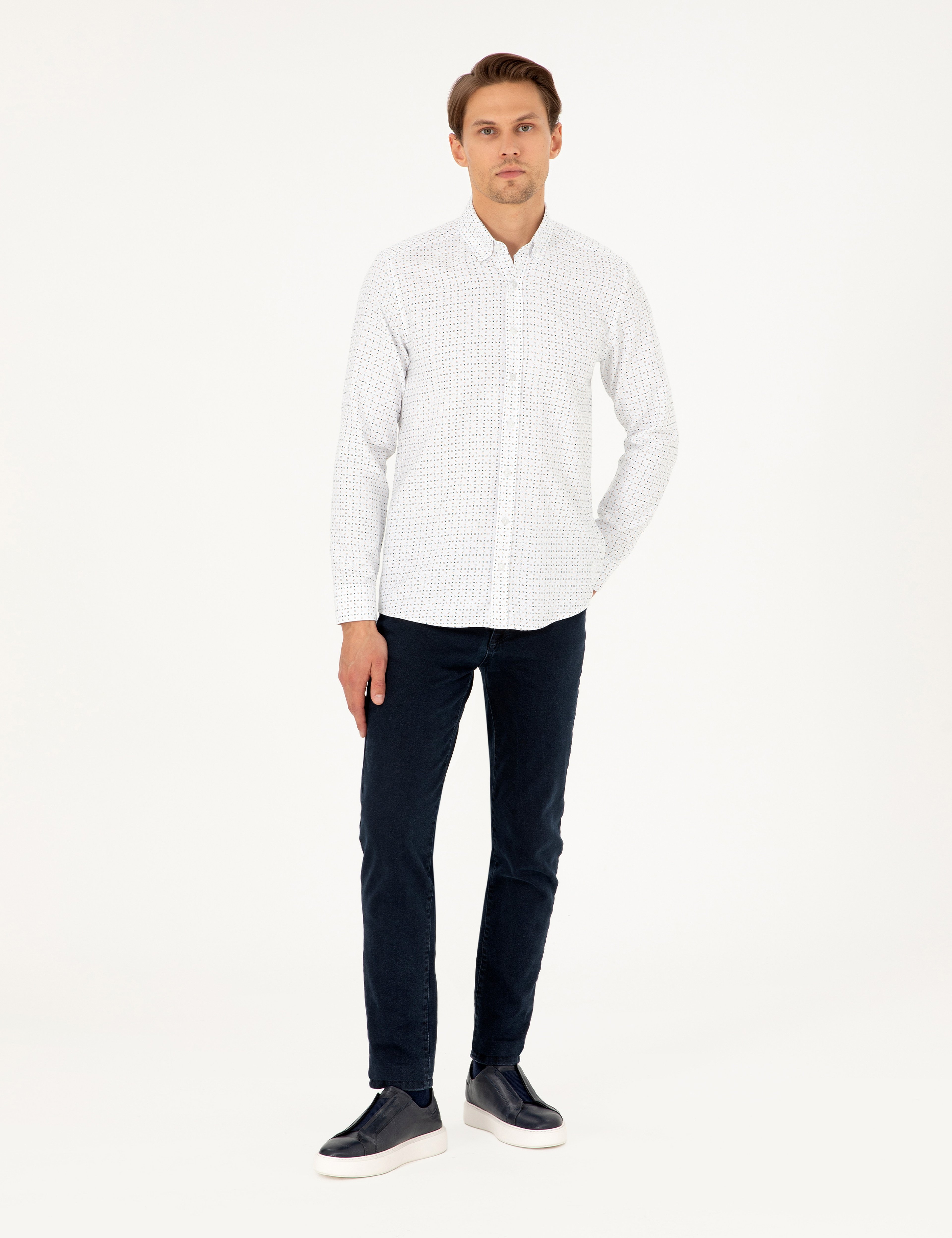 Yeşil Slim Fit Uzun Kollu Gömlek - Image 4