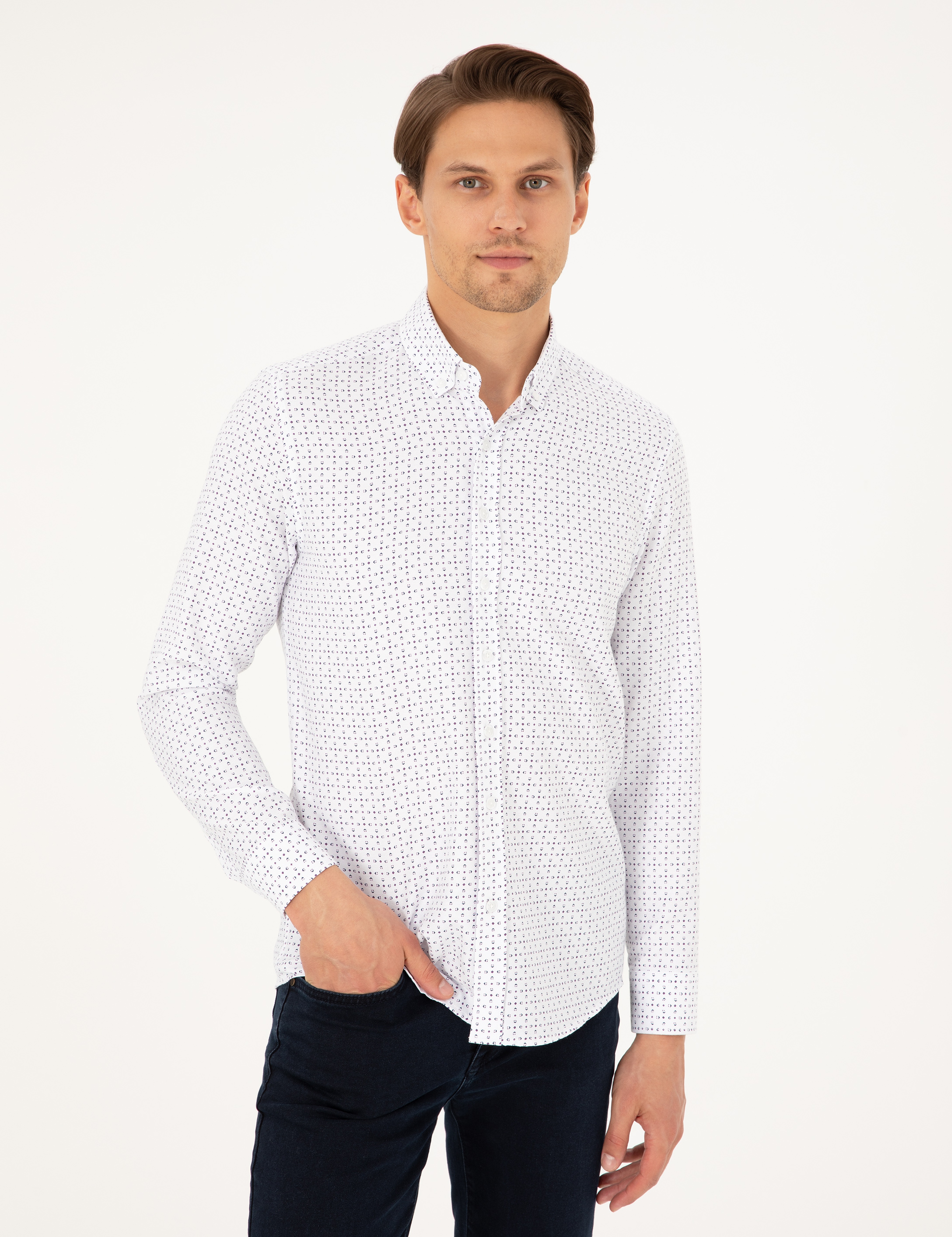 İndigo Slim Fit Uzun Kollu Gömlek - Image 3
