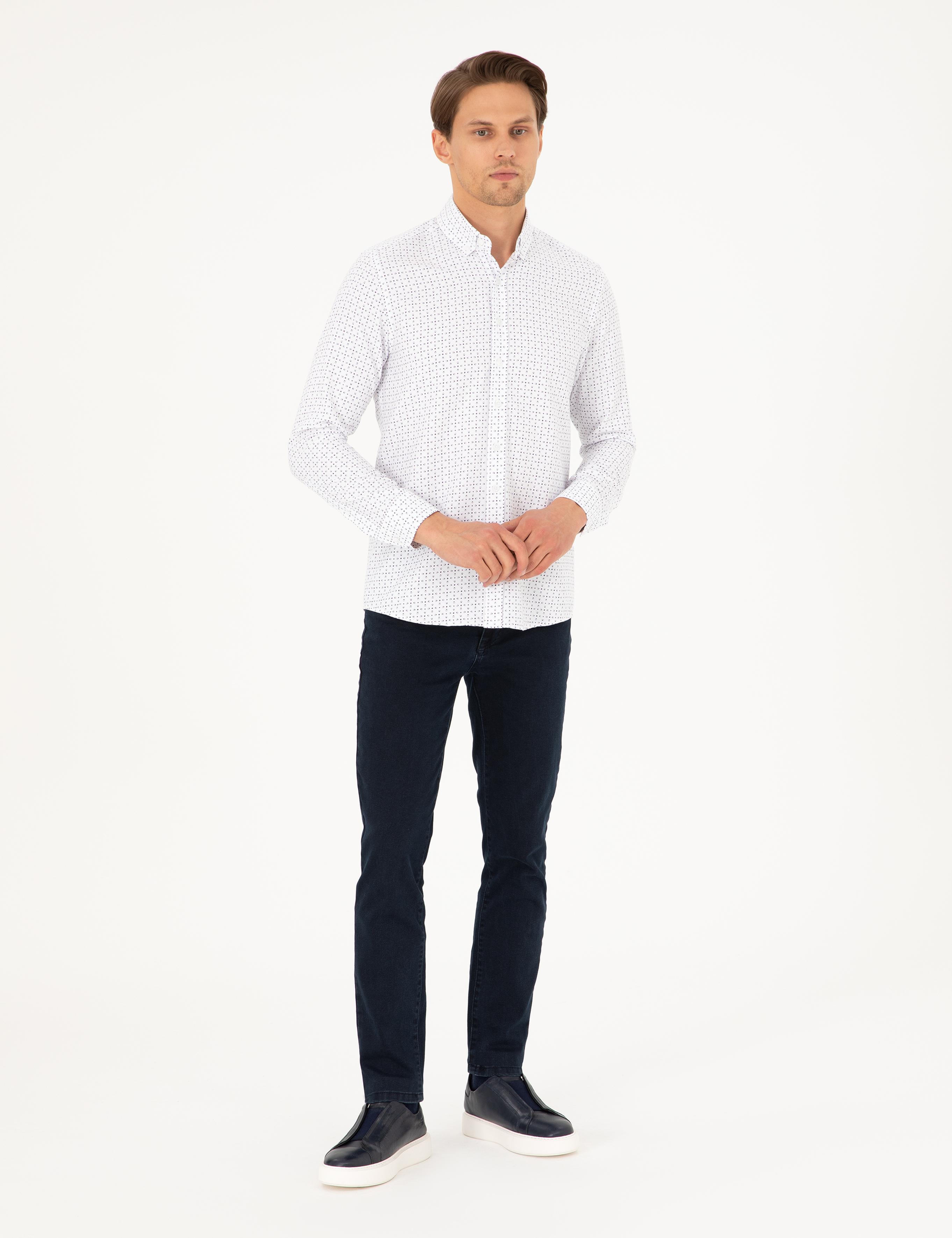 İndigo Slim Fit Uzun Kollu Gömlek