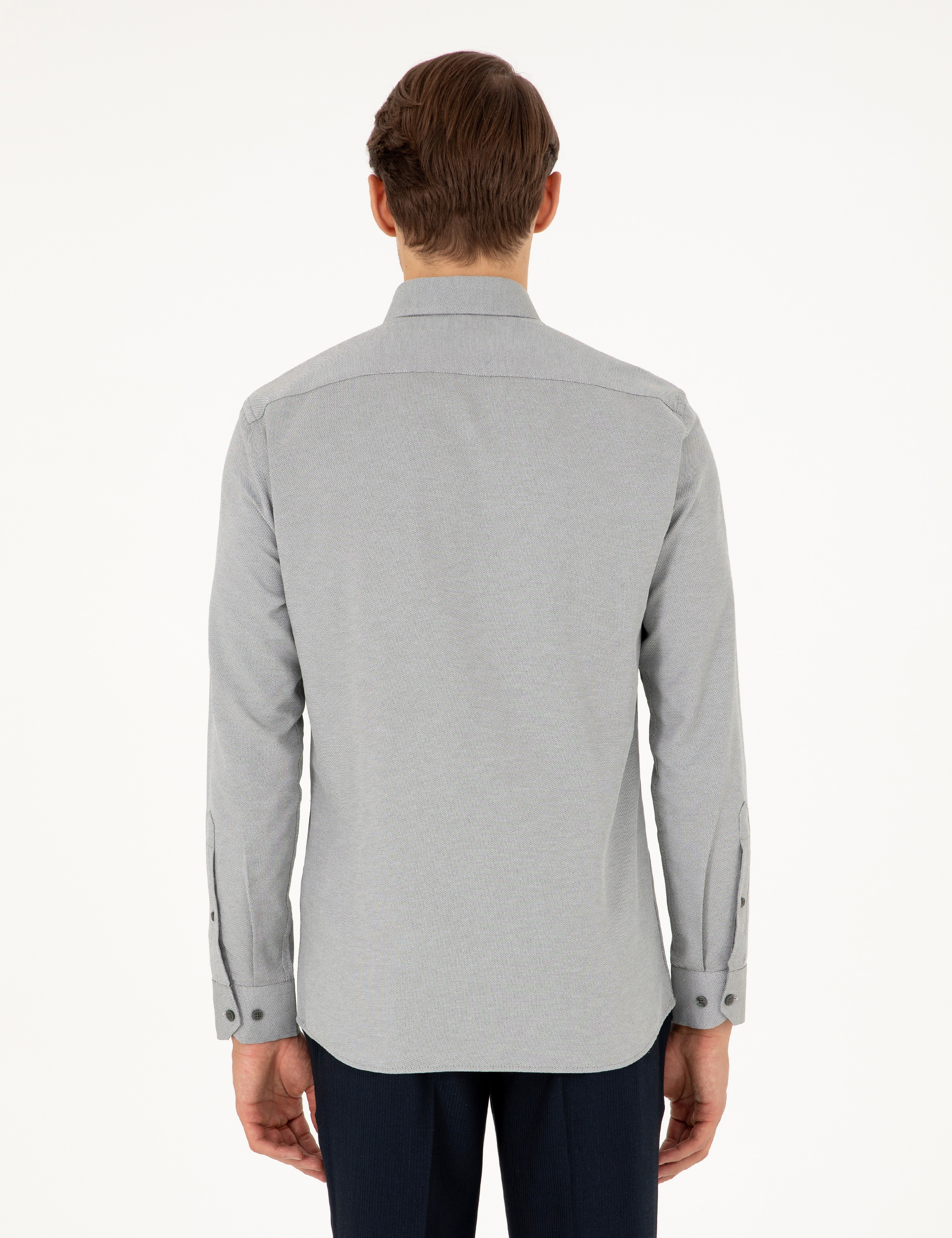 Haki Oxford Slim Fit Uzun Kollu Gömlek - Image 5