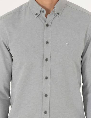 Haki Oxford Slim Fit Uzun Kollu Gömlek