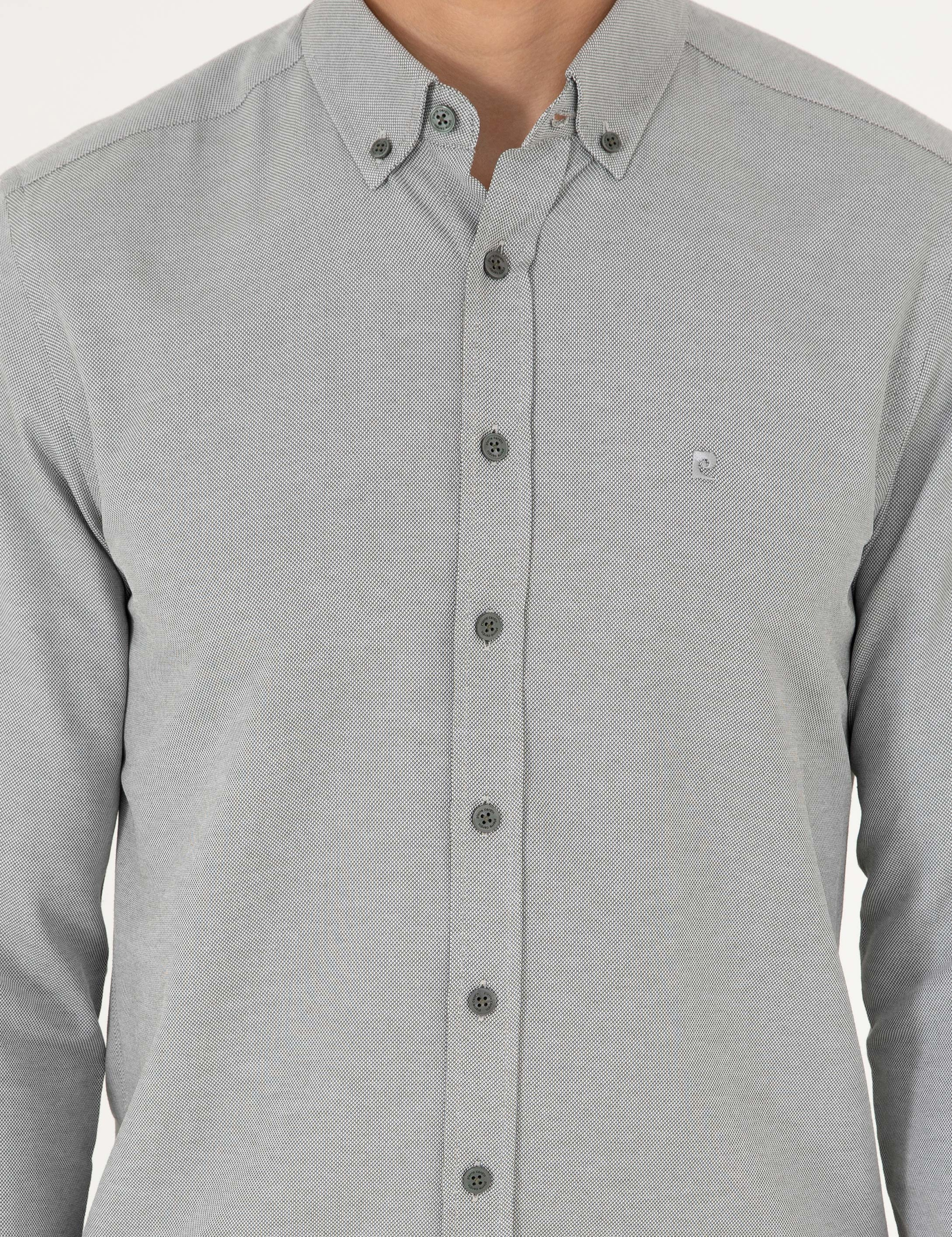 Haki Oxford Slim Fit Uzun Kollu Gömlek - Image 6