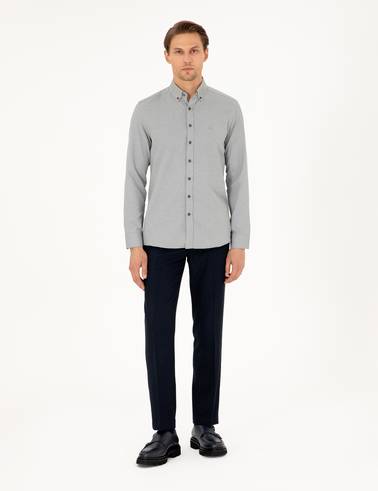 Haki Oxford Slim Fit Uzun Kollu Gömlek