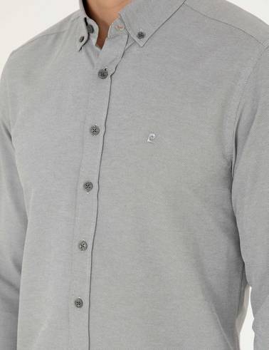 Haki Oxford Slim Fit Uzun Kollu Gömlek