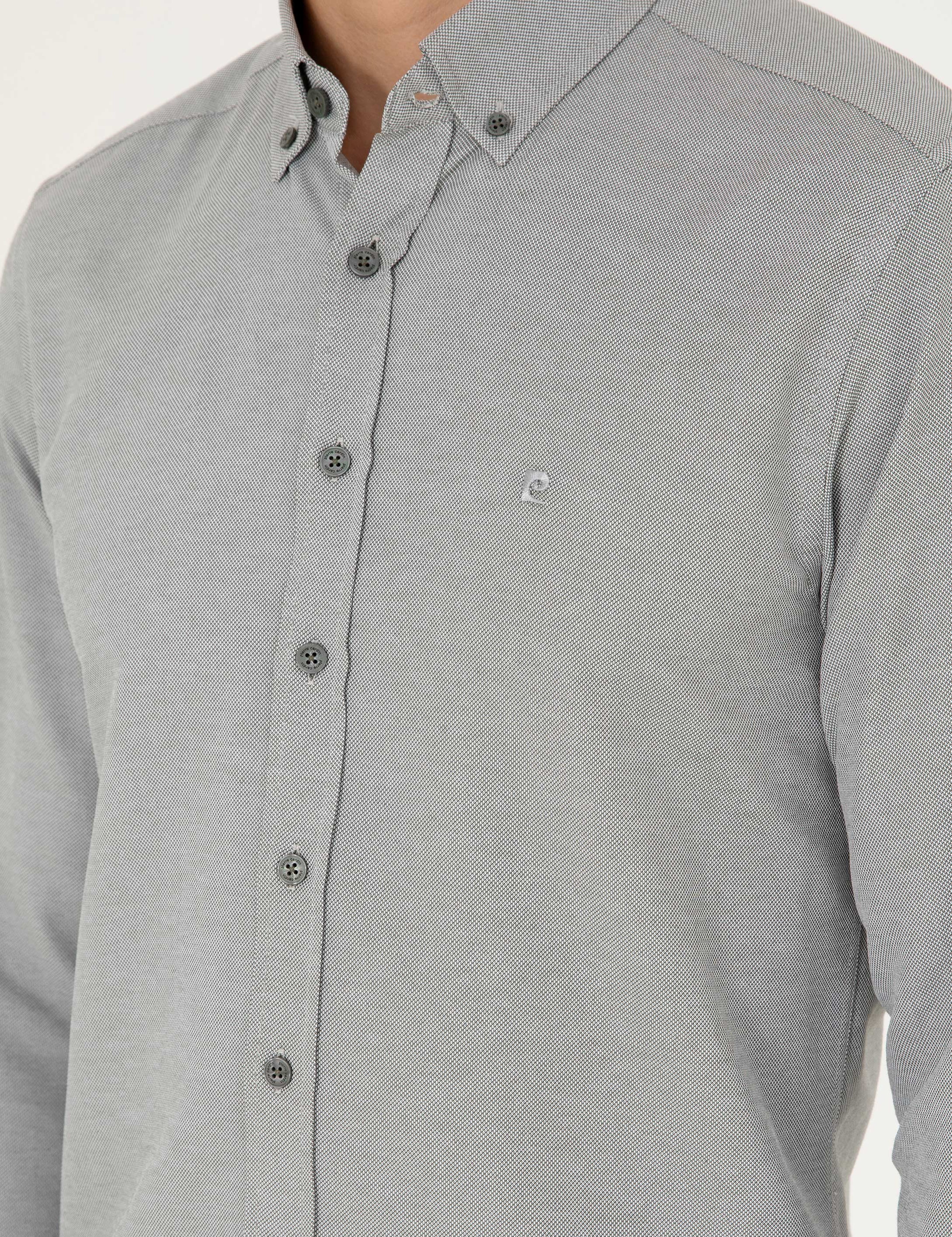 Haki Oxford Slim Fit Uzun Kollu Gömlek - Image 7