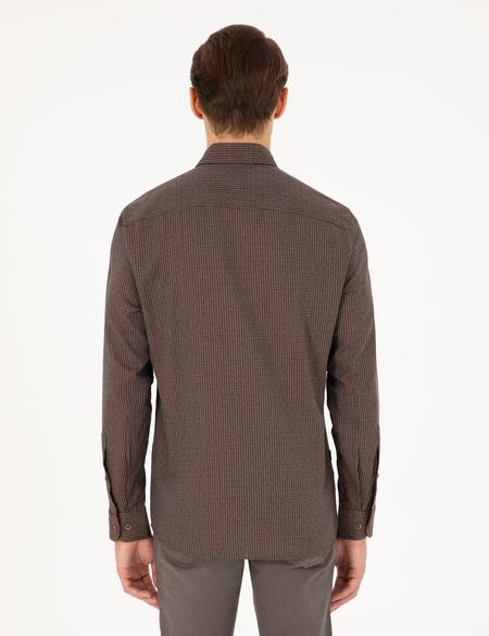 Kahverengi Slim Fit Uzun Kollu Gömlek - 50292248014