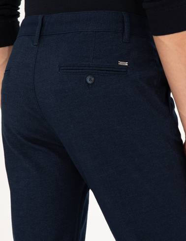 Lacivert Slim Fit Kanvas Pantolon