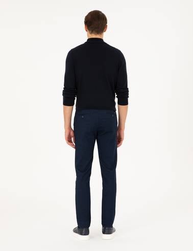 Lacivert Slim Fit Kanvas Pantolon