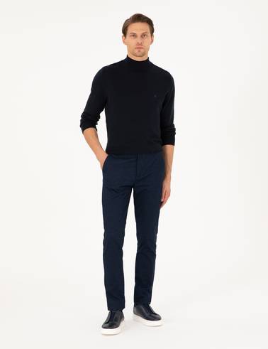 Lacivert Slim Fit Kanvas Pantolon