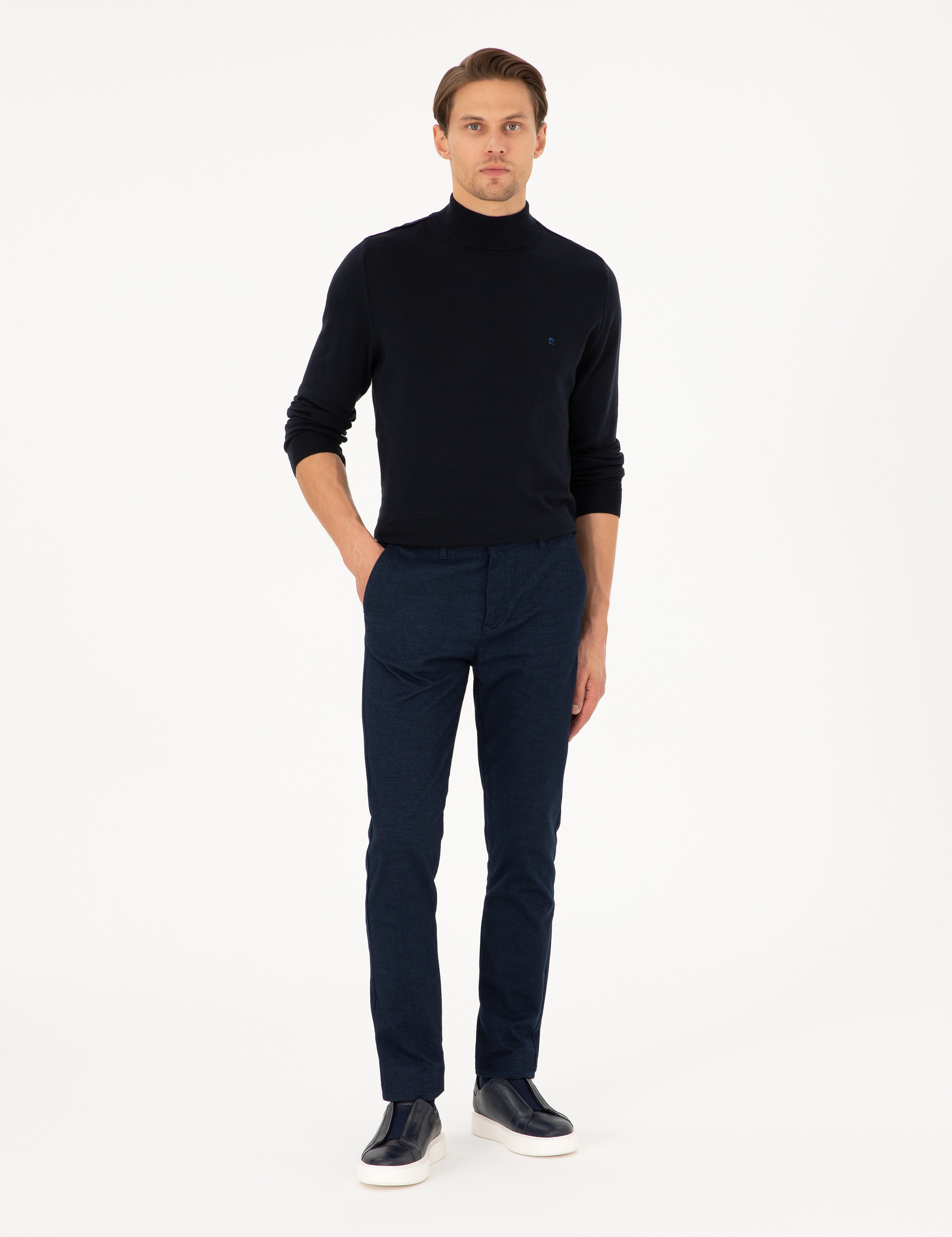 Lacivert Slim Fit Kanvas Pantolon - Image 1
