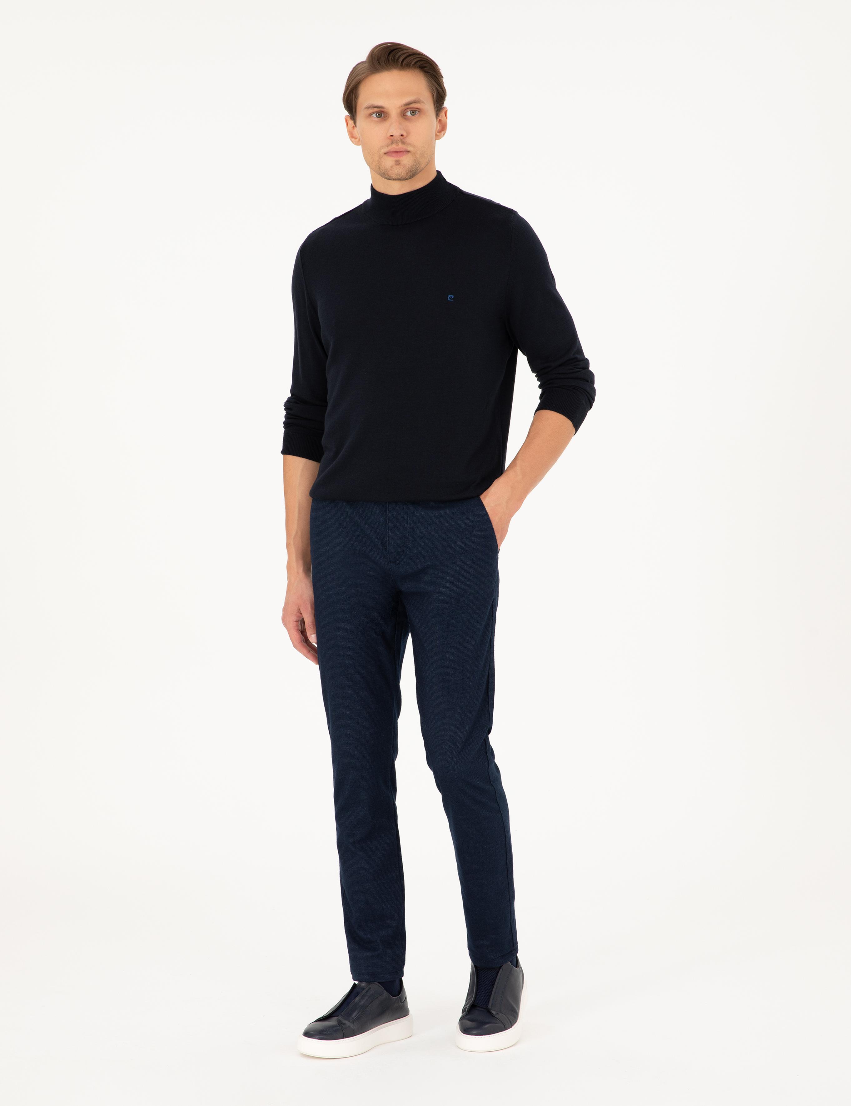 Lacivert Slim Fit Kanvas Pantolon