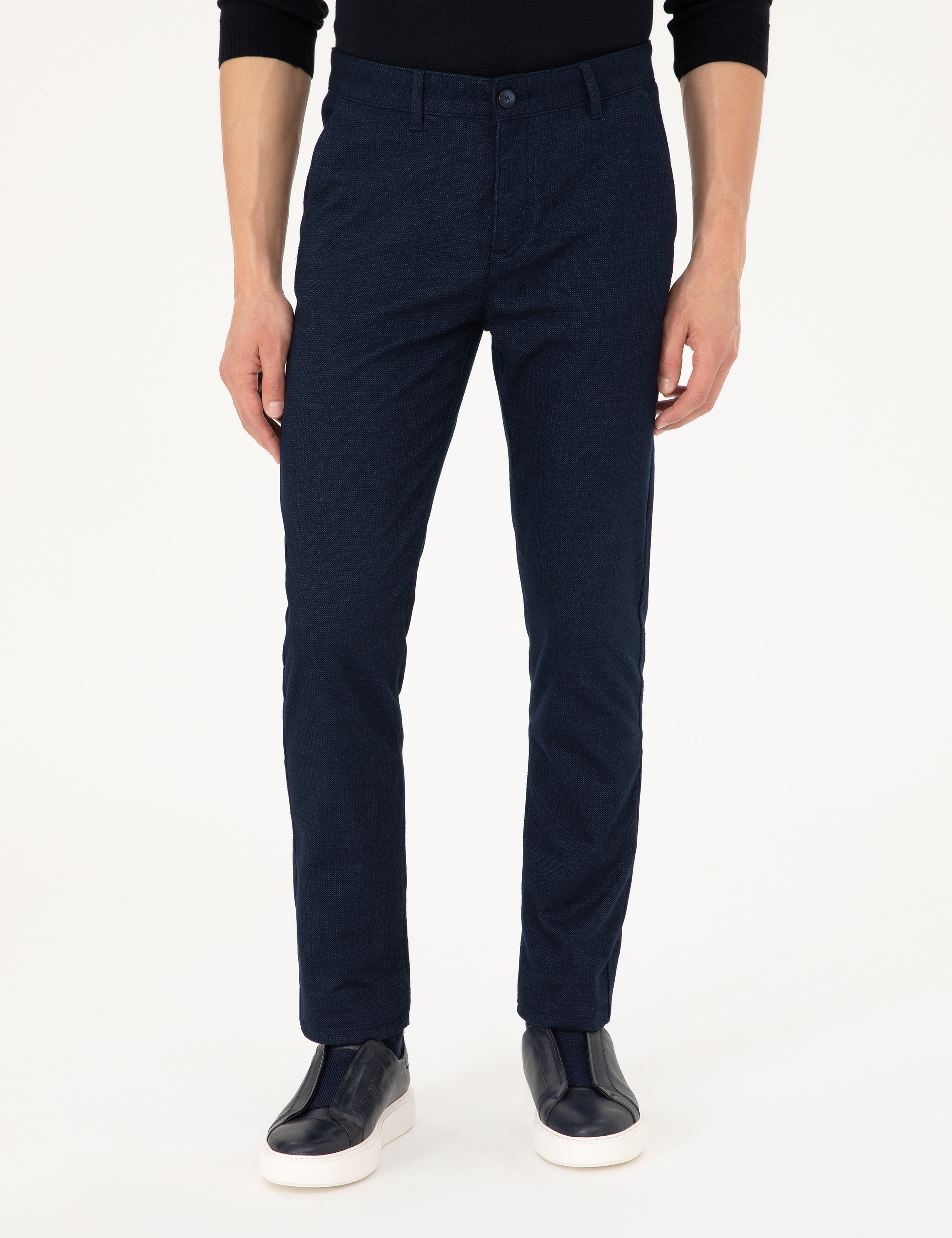 Lacivert Slim Fit Kanvas Pantolon
