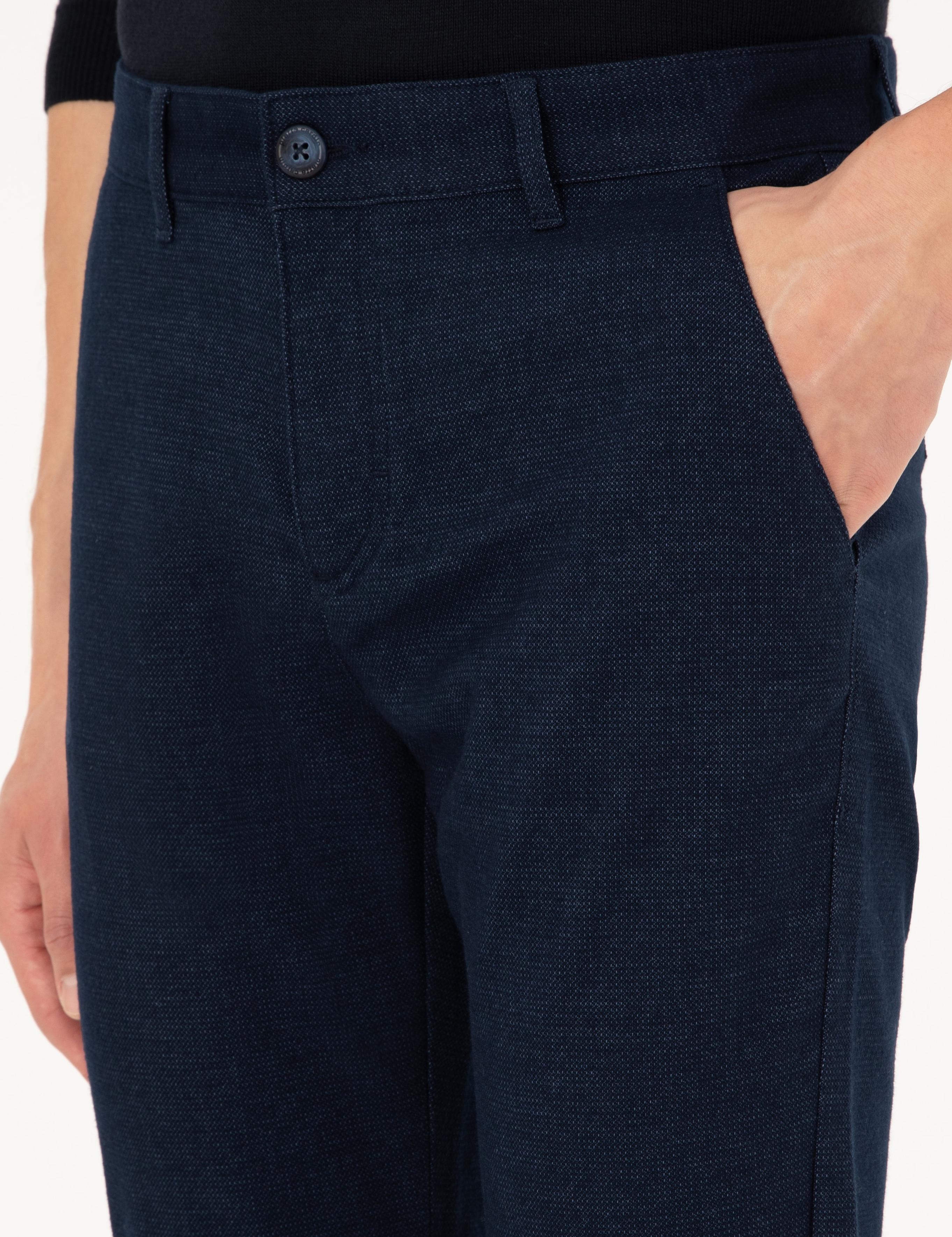 Lacivert Slim Fit Kanvas Pantolon