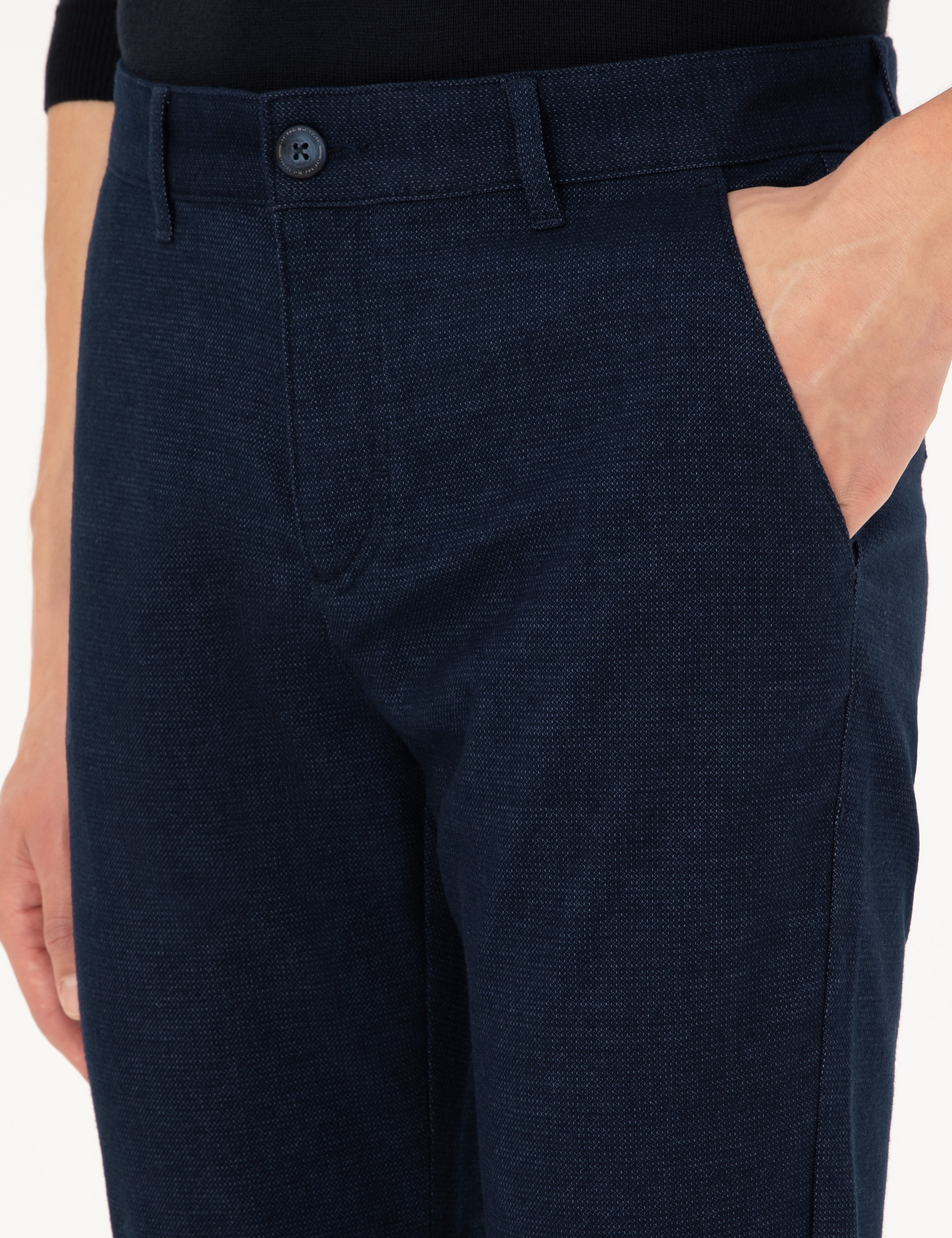 Lacivert Slim Fit Kanvas Pantolon