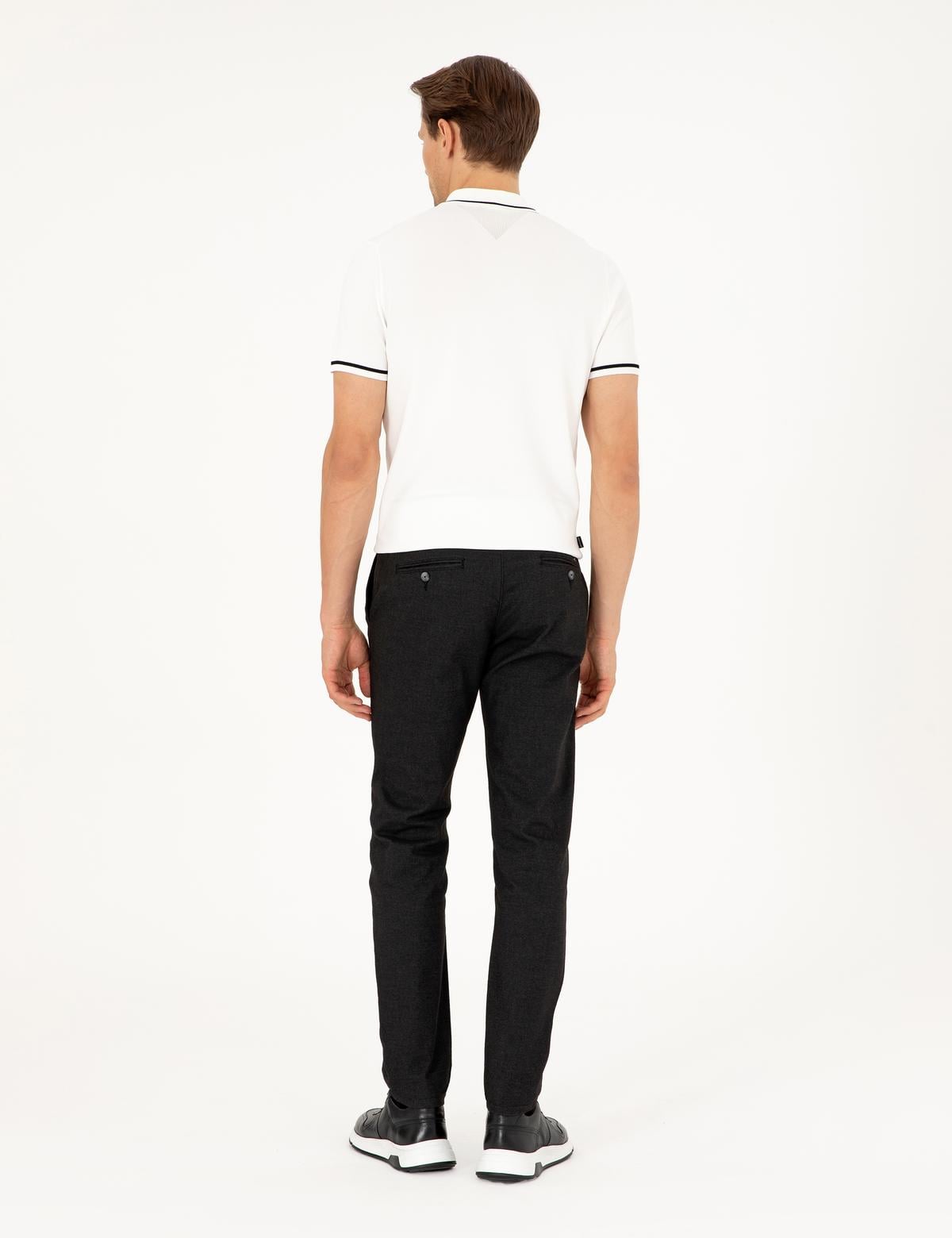 Siyah Slim Fit Kanvas Pantolon - 50292346233