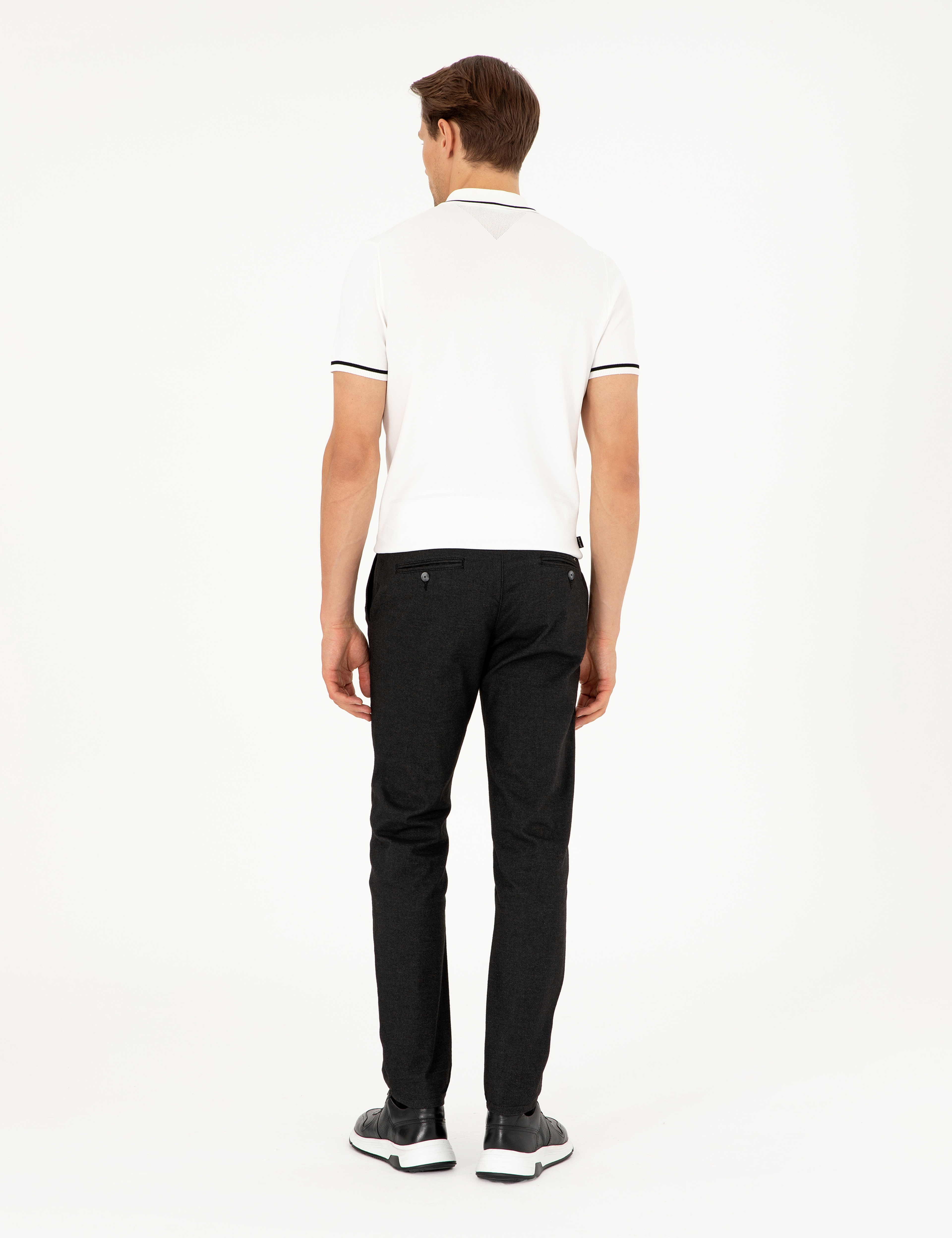 Siyah Slim Fit Kanvas Pantolon - Image 4