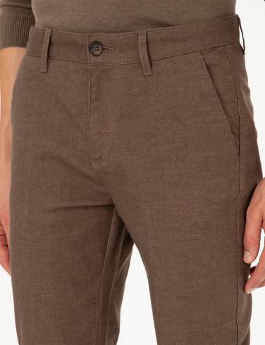 Kahverengi Slim Fit Kanvas Pantolon