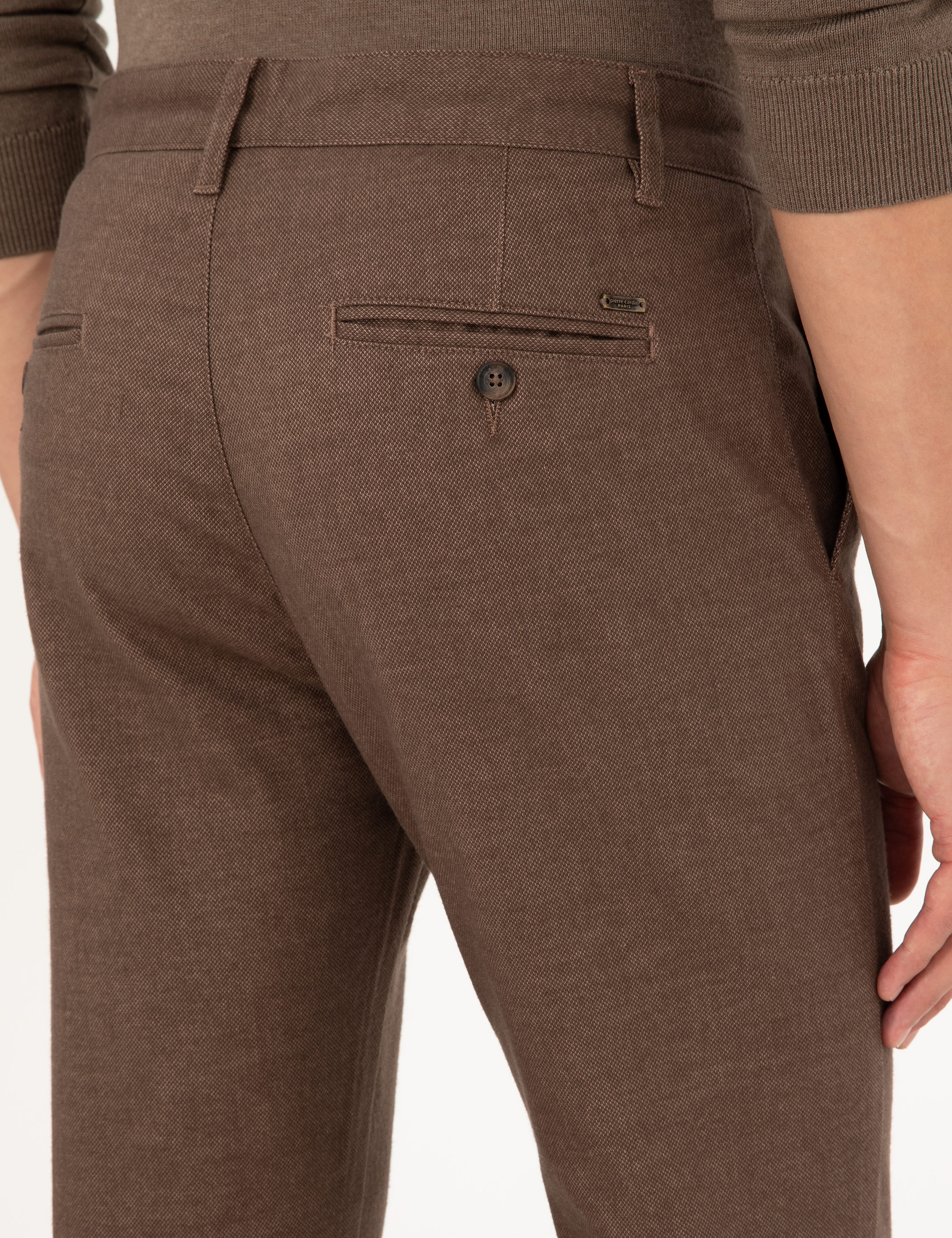 Kahverengi Slim Fit Kanvas Pantolon - Image 6