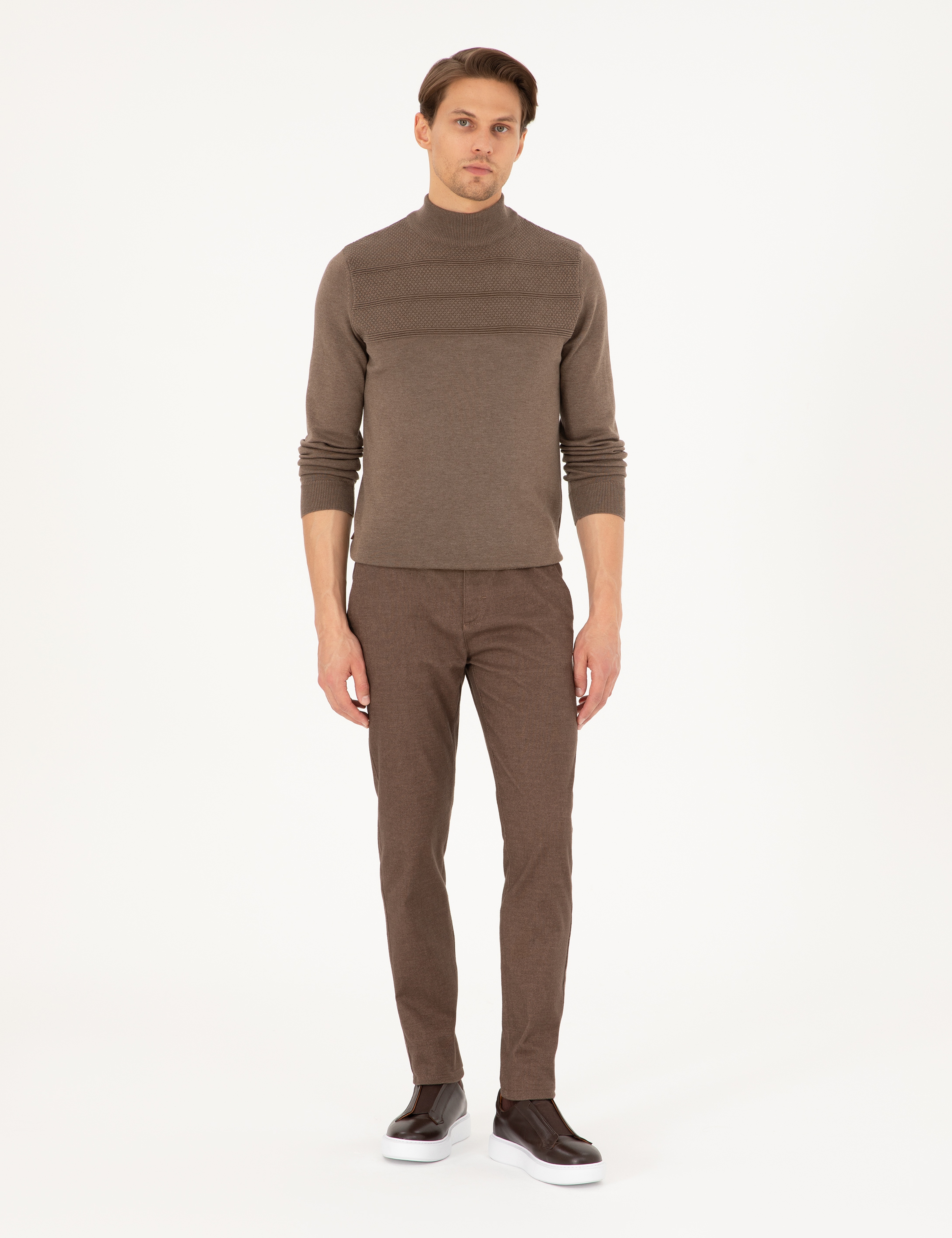 Kahverengi Slim Fit Kanvas Pantolon