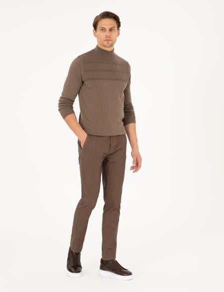 Kahverengi Slim Fit Kanvas Pantolon - 50292346123