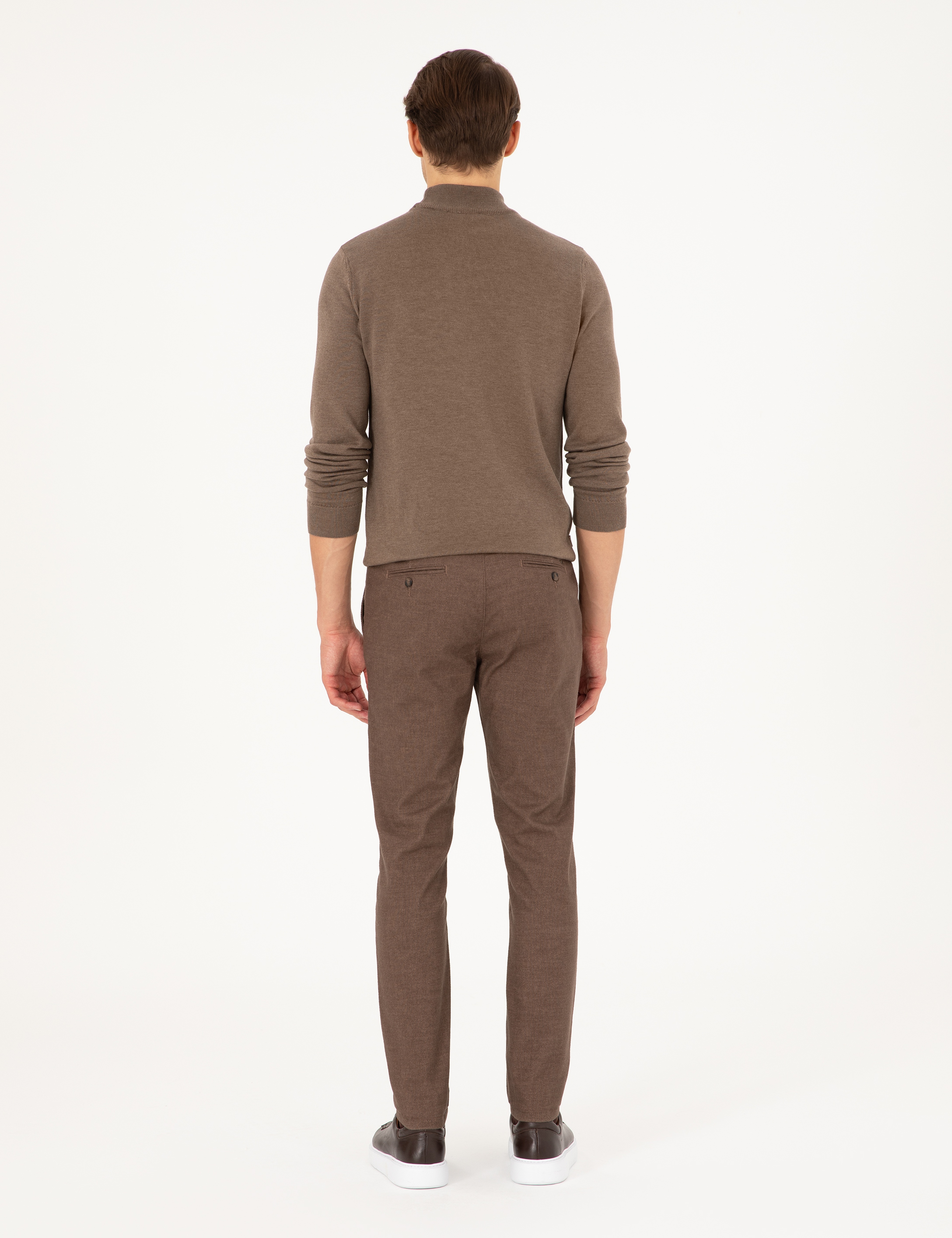 Kahverengi Slim Fit Kanvas Pantolon - Image 4