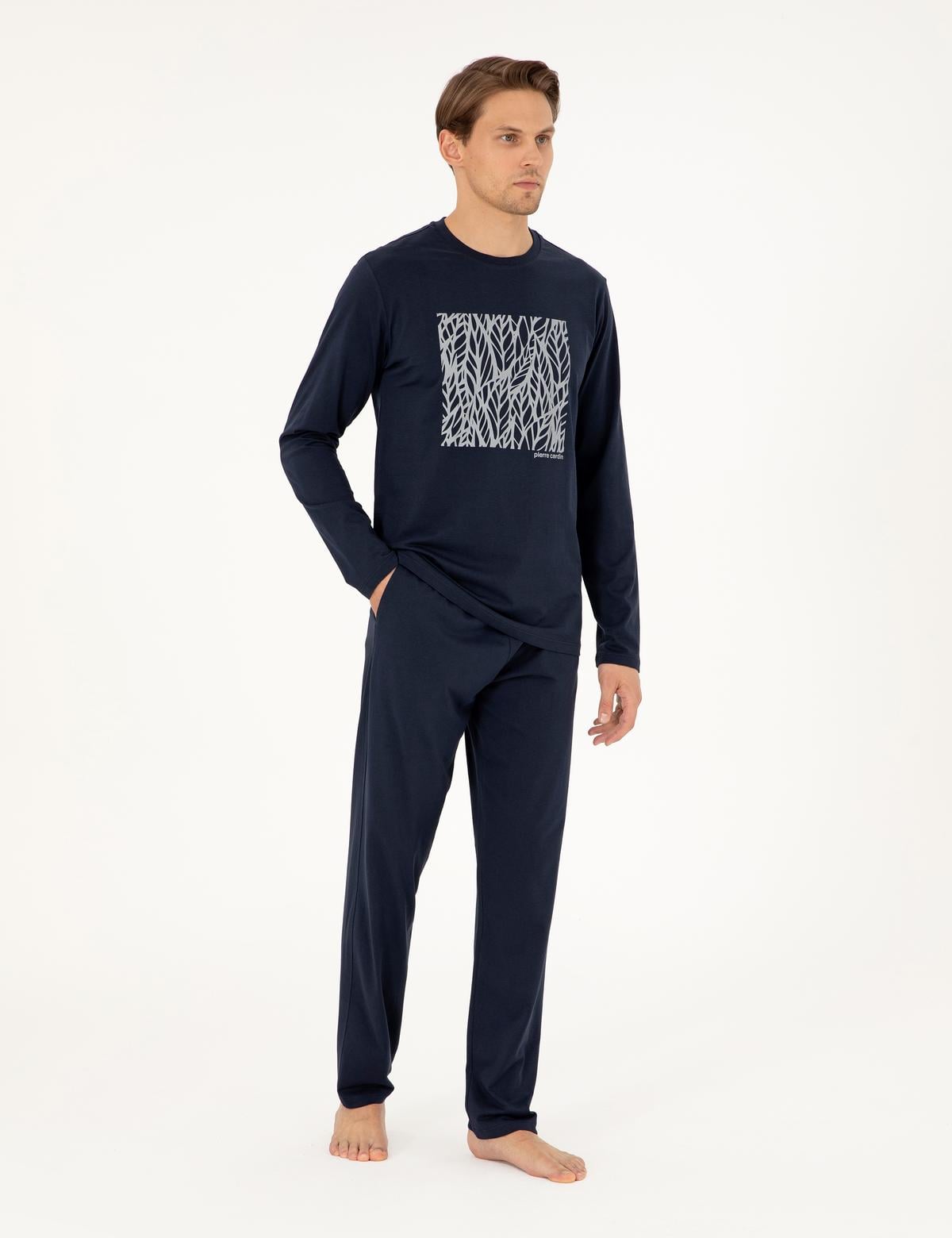 Lacivert Uzunkol Pijama Takımı - 50306724003