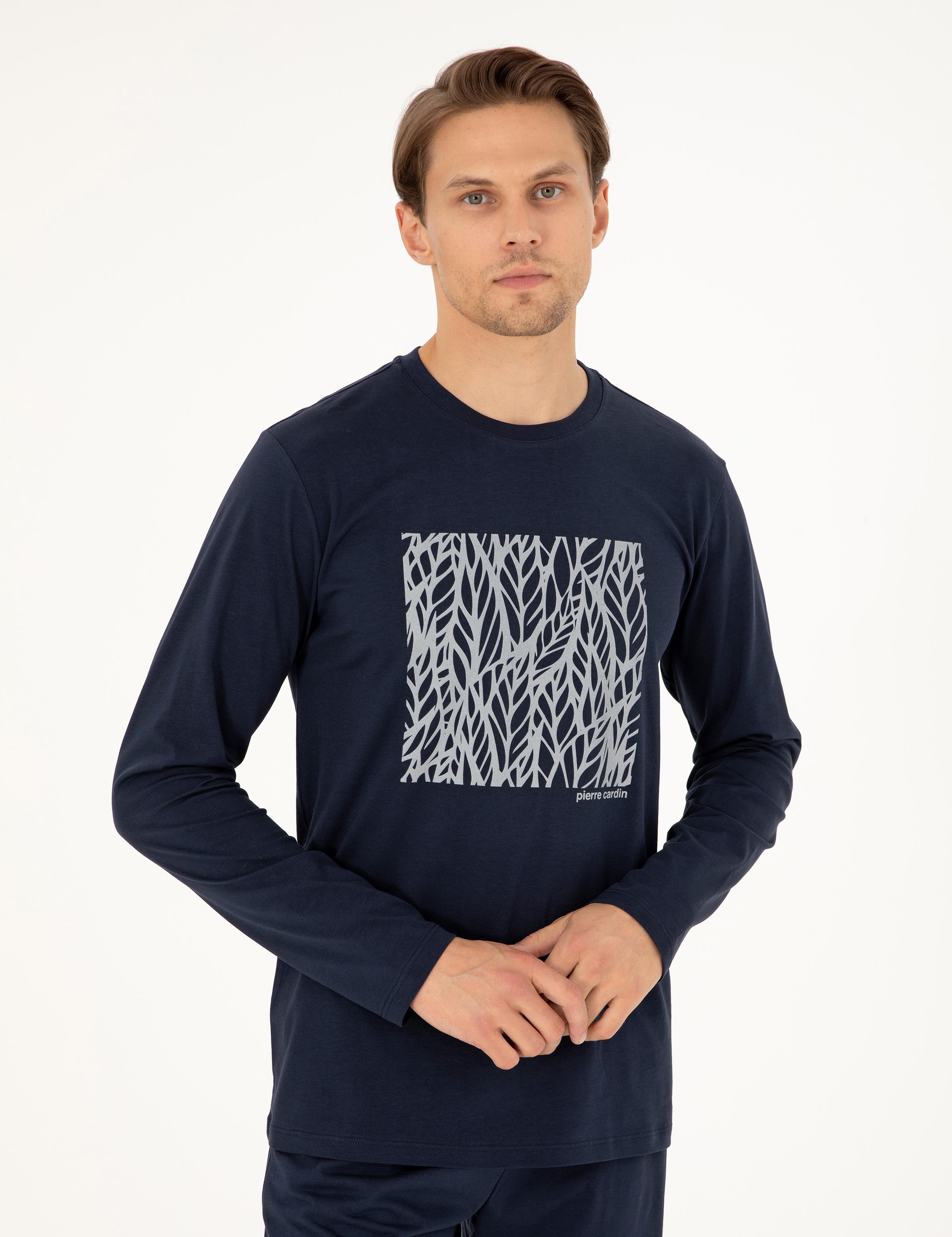 Lacivert Uzunkol Pijama Takımı