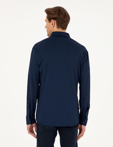 Lacivert Slim Fit Örme Gömlek - 50293240001