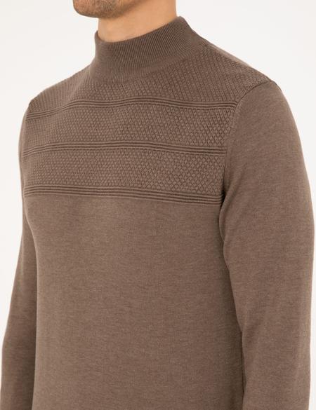 Vizon Melanj Slim Fit Yarım Balıkçı Yaka Triko Kazak - 50300625011