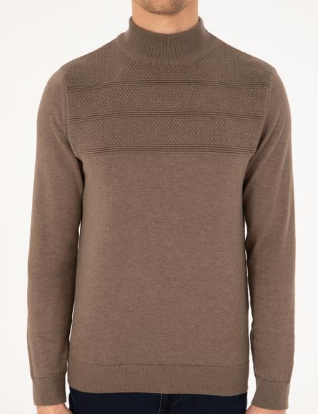 Vizon Melanj Slim Fit Yarım Balıkçı Yaka Triko Kazak - 50300625011