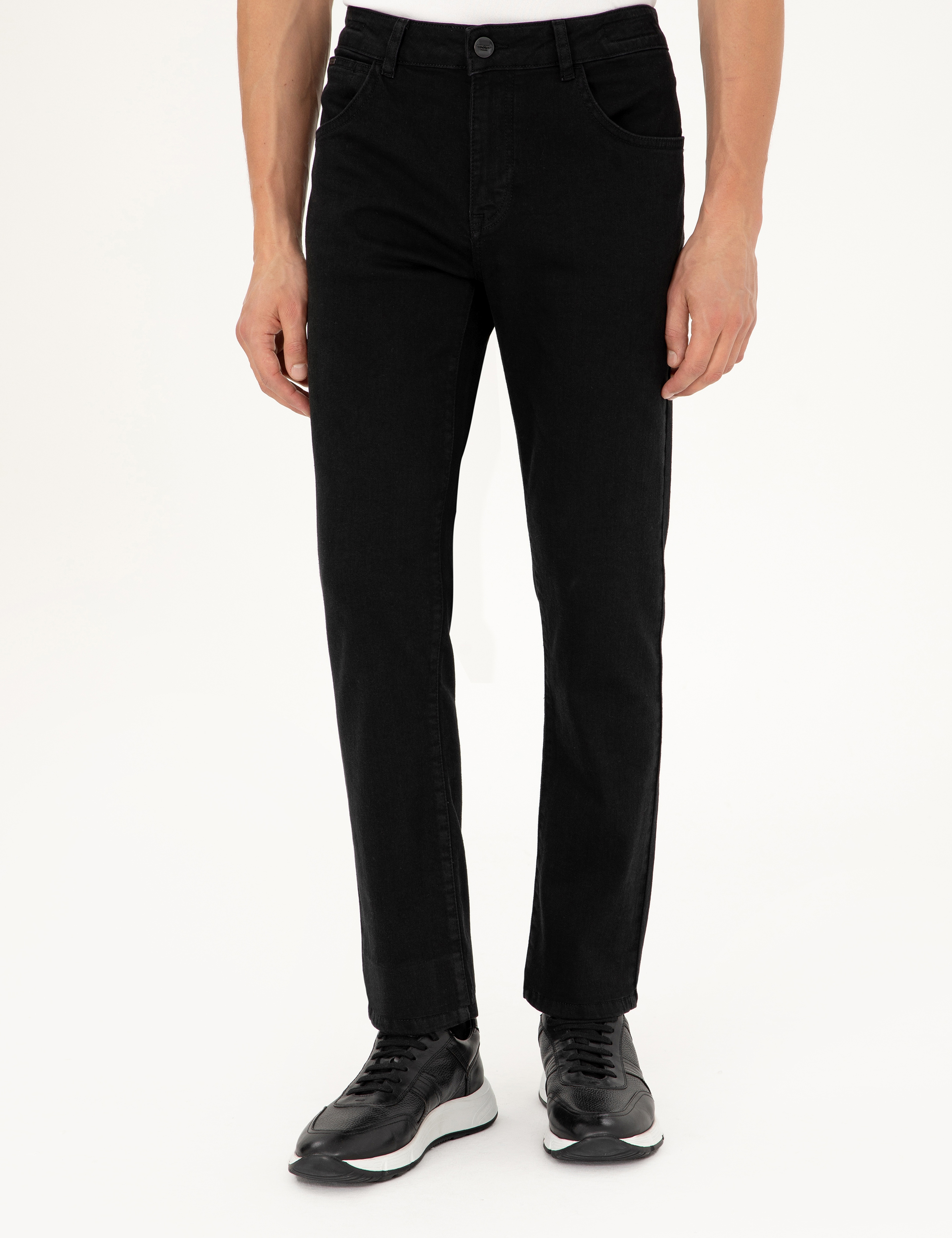Siyah Straight Fit Jean Pantolon - Image 2