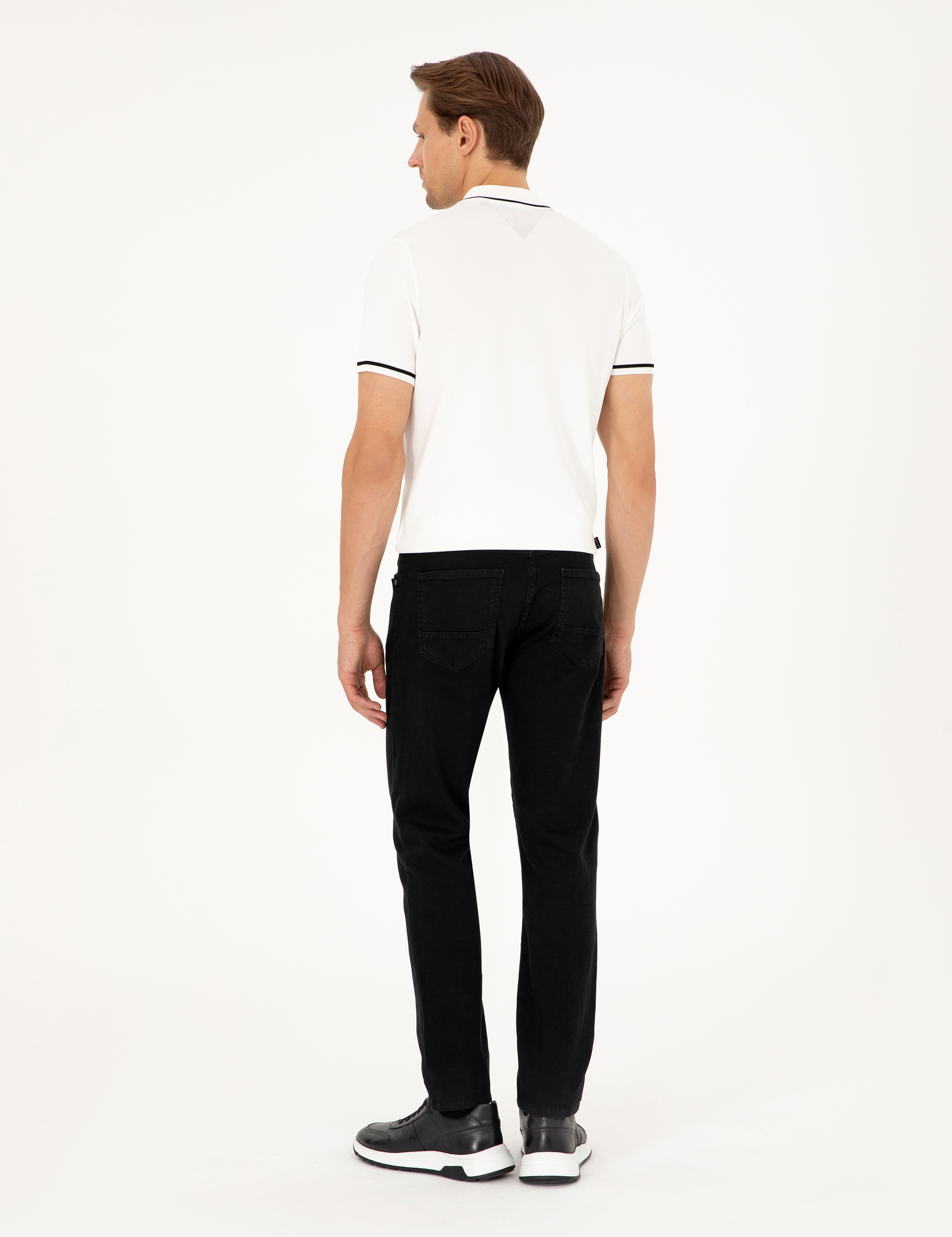 Siyah Straight Fit Jean Pantolon - Image 4