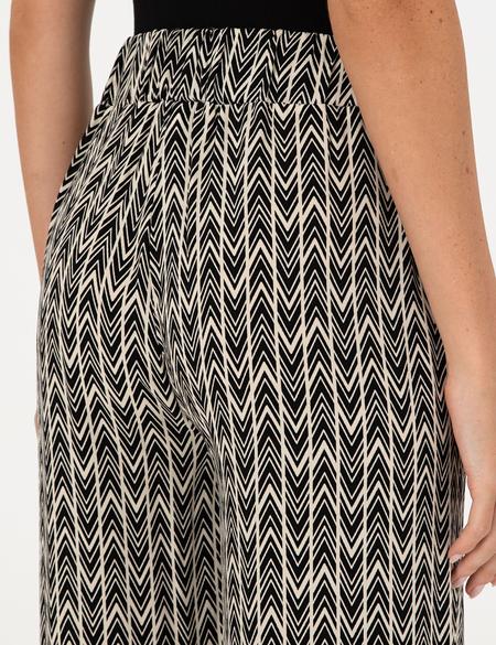 Siyah Desenli Loose Fit Pantolon - 50293306005