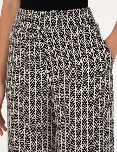 Siyah Desenli Loose Fit Pantolon - 50293306005