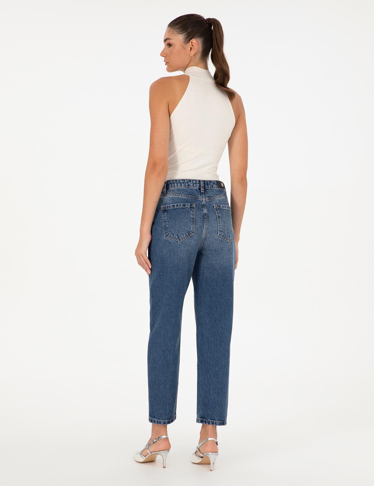 İndigo Mom High Waist Fit Jean Pantolon - 50291381014