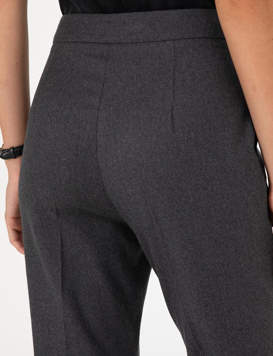 Antrasit Flare Fit Yün Kumaş Pantolon