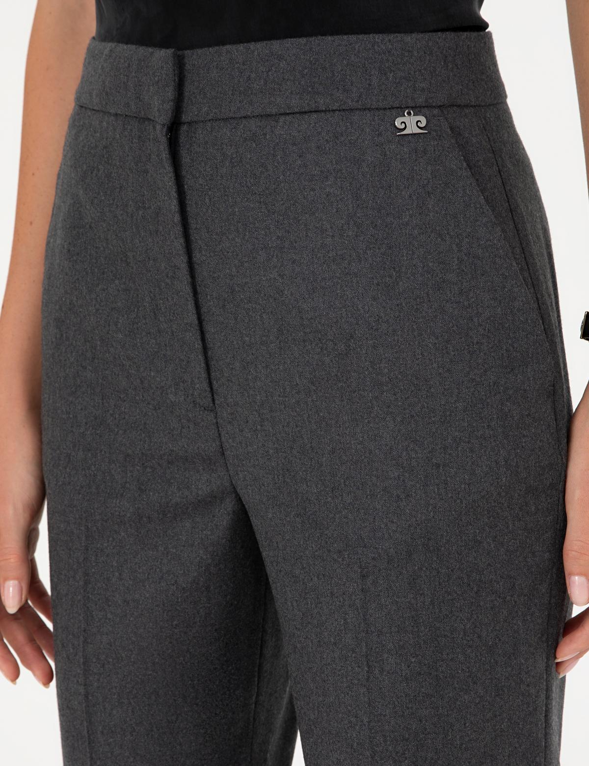 Antrasit Flare Fit Yün Kumaş Pantolon - 50294190007