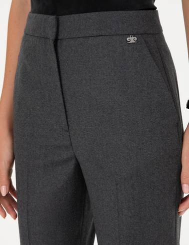 Antrasit Flare Fit Yün Kumaş Pantolon