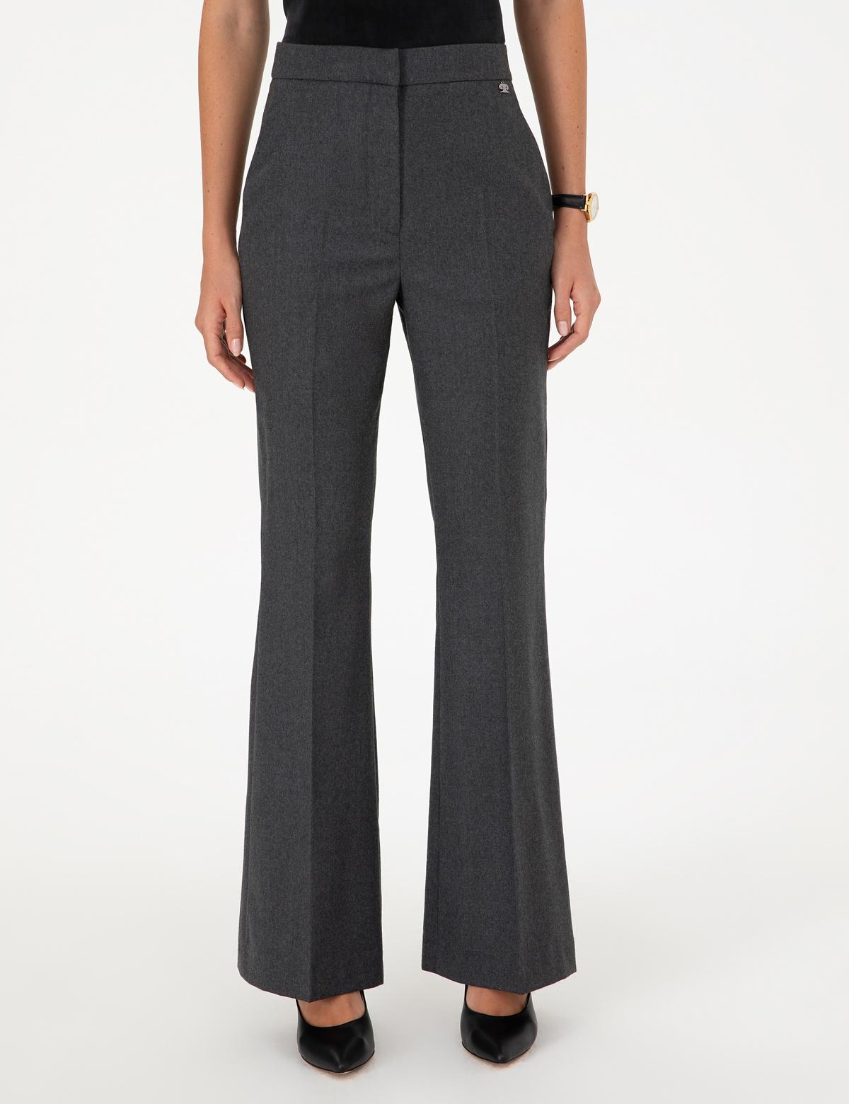 Antrasit Flare Fit Yün Kumaş Pantolon - 50294190007