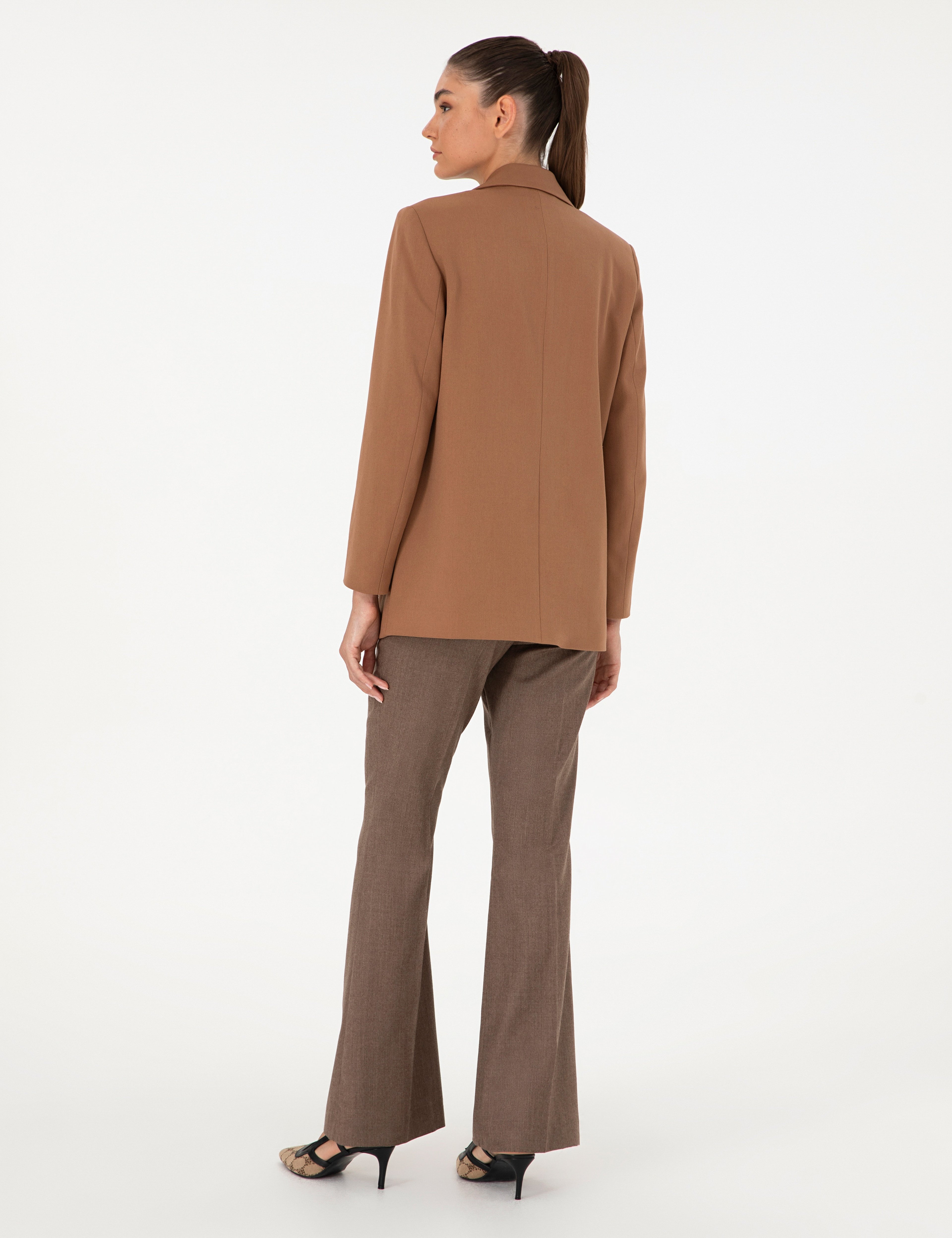 Vizon Flare Fit Yün Kumaş Pantolon - Image 4