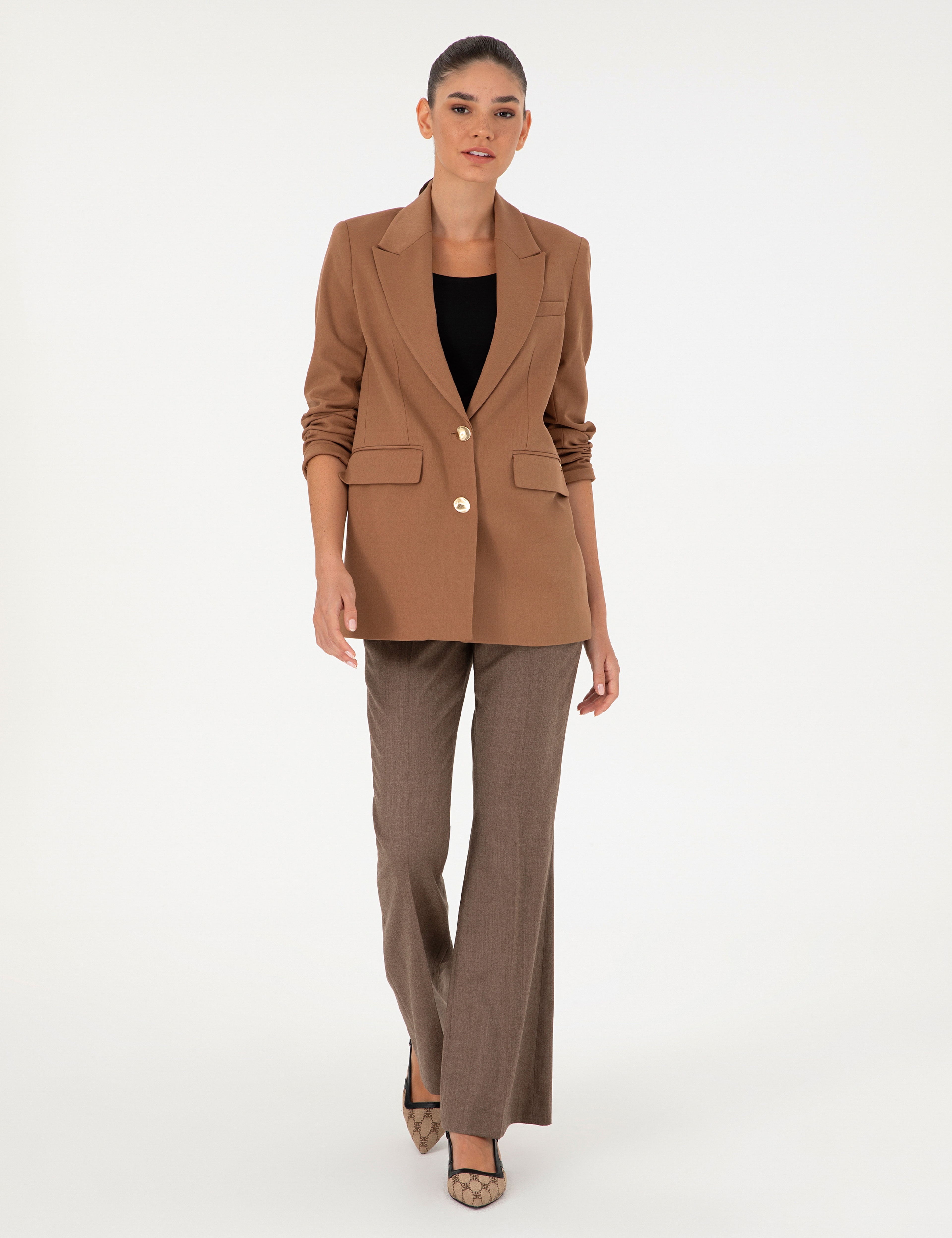 Vizon Flare Fit Yün Kumaş Pantolon - Image 3