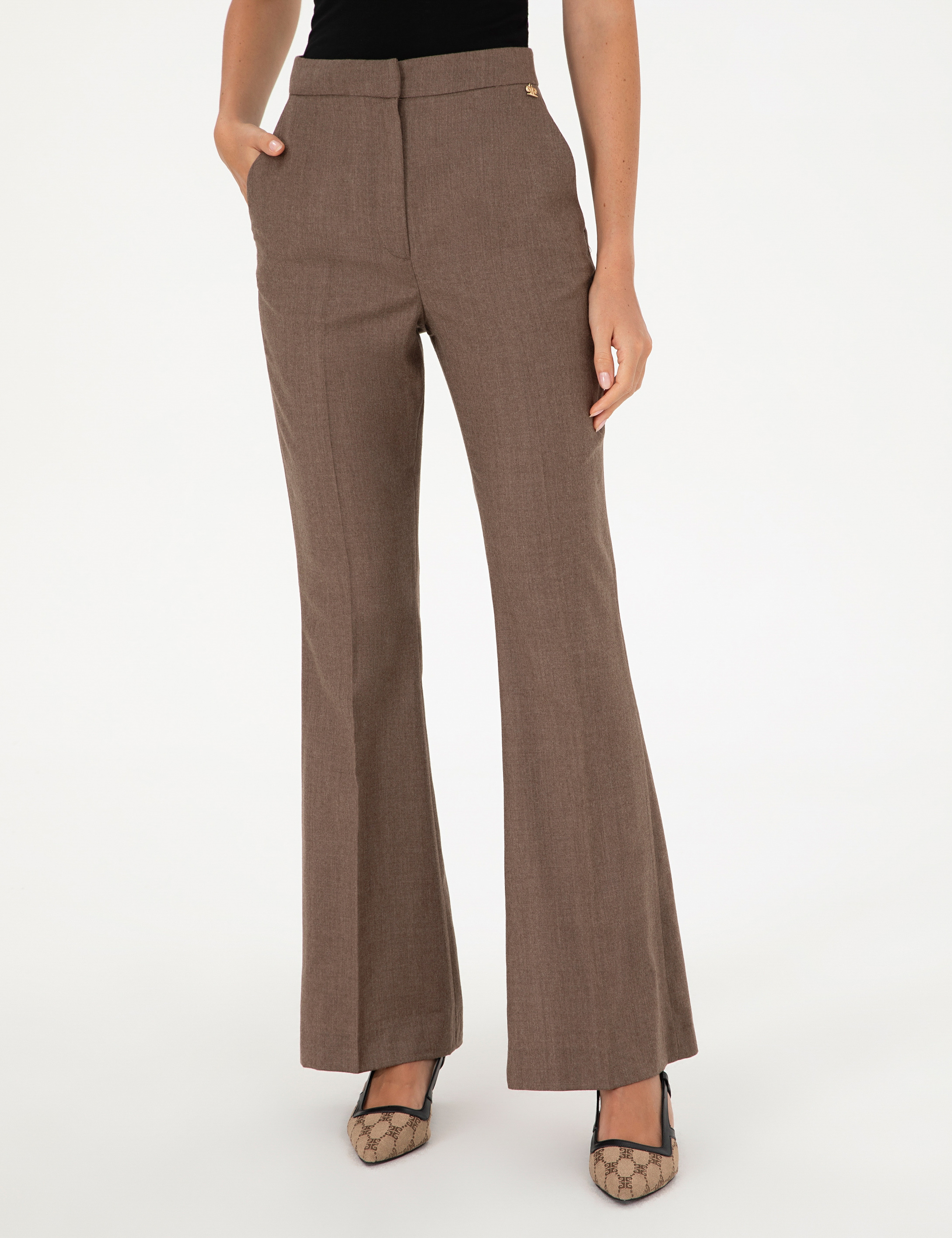 Vizon Flare Fit Yün Kumaş Pantolon - Image 2