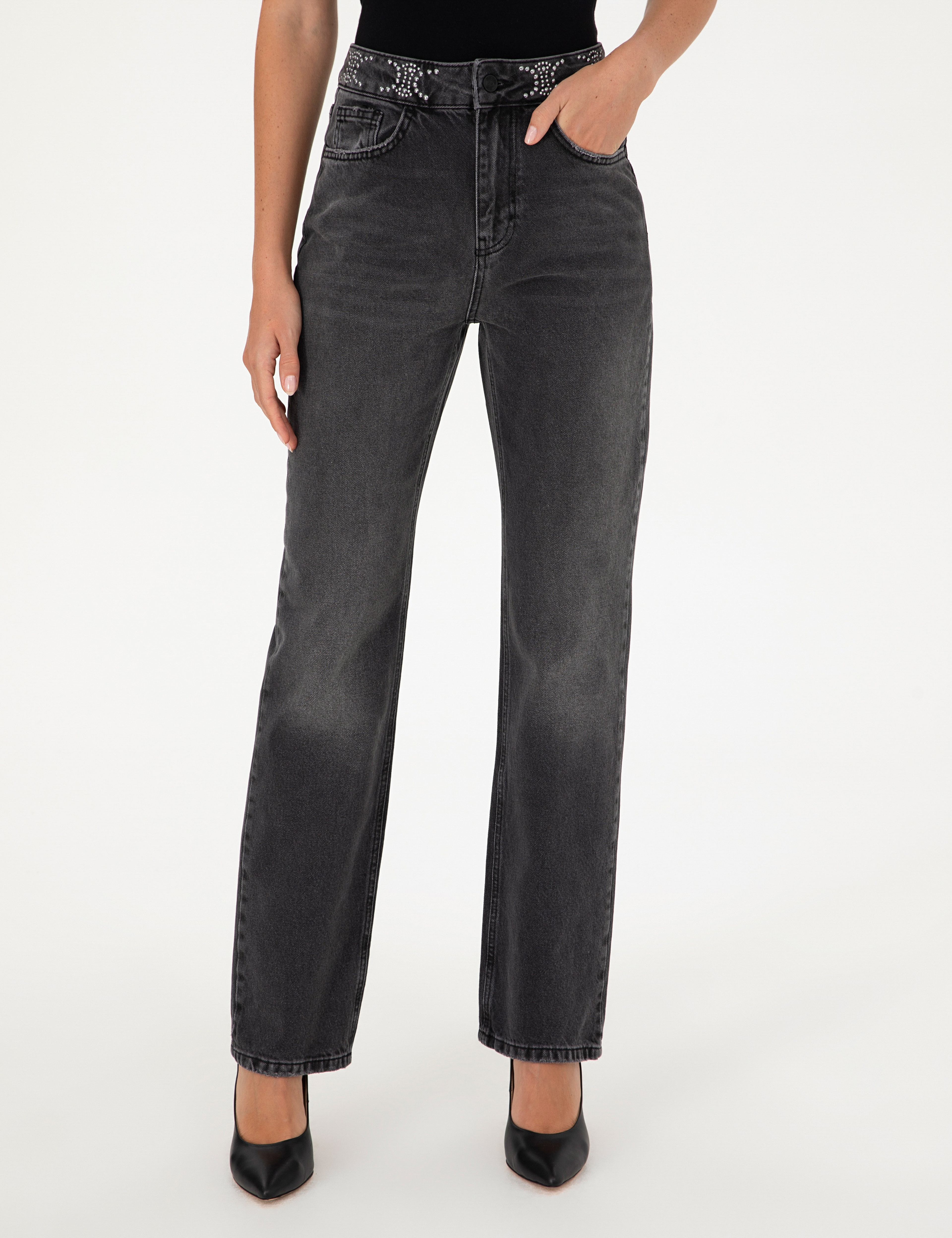 Antrasit Straight Fit Jean Pantolon - Image 2