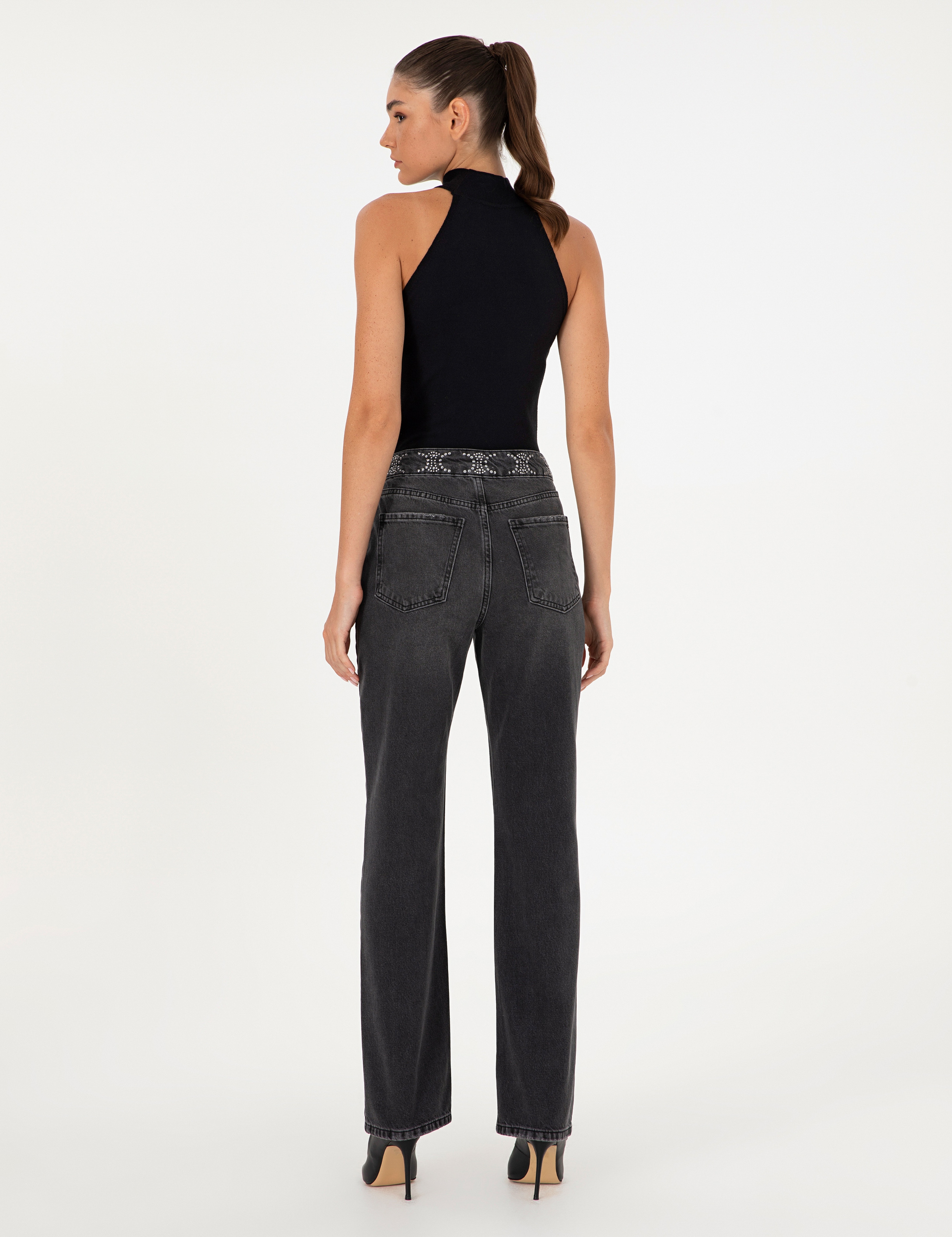 Antrasit Straight Fit Jean Pantolon - Image 4